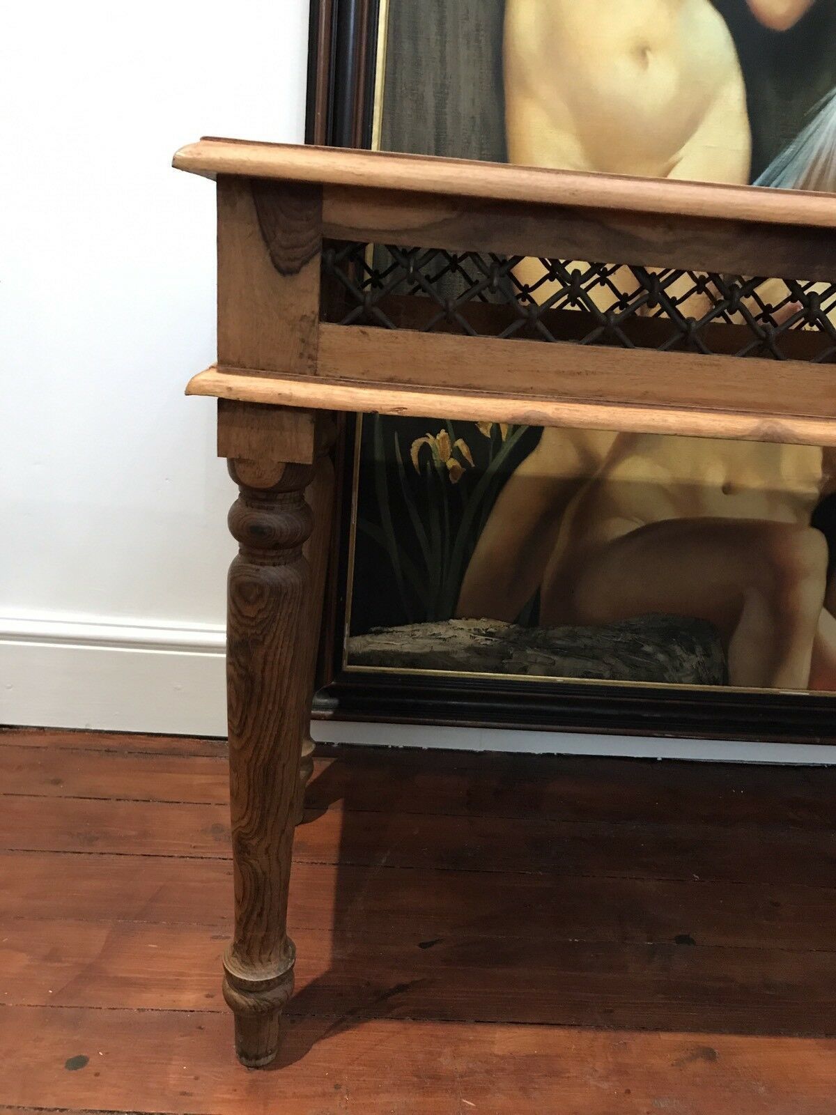 Industrial Style Iron Lattice Work Console Table photo Furniture