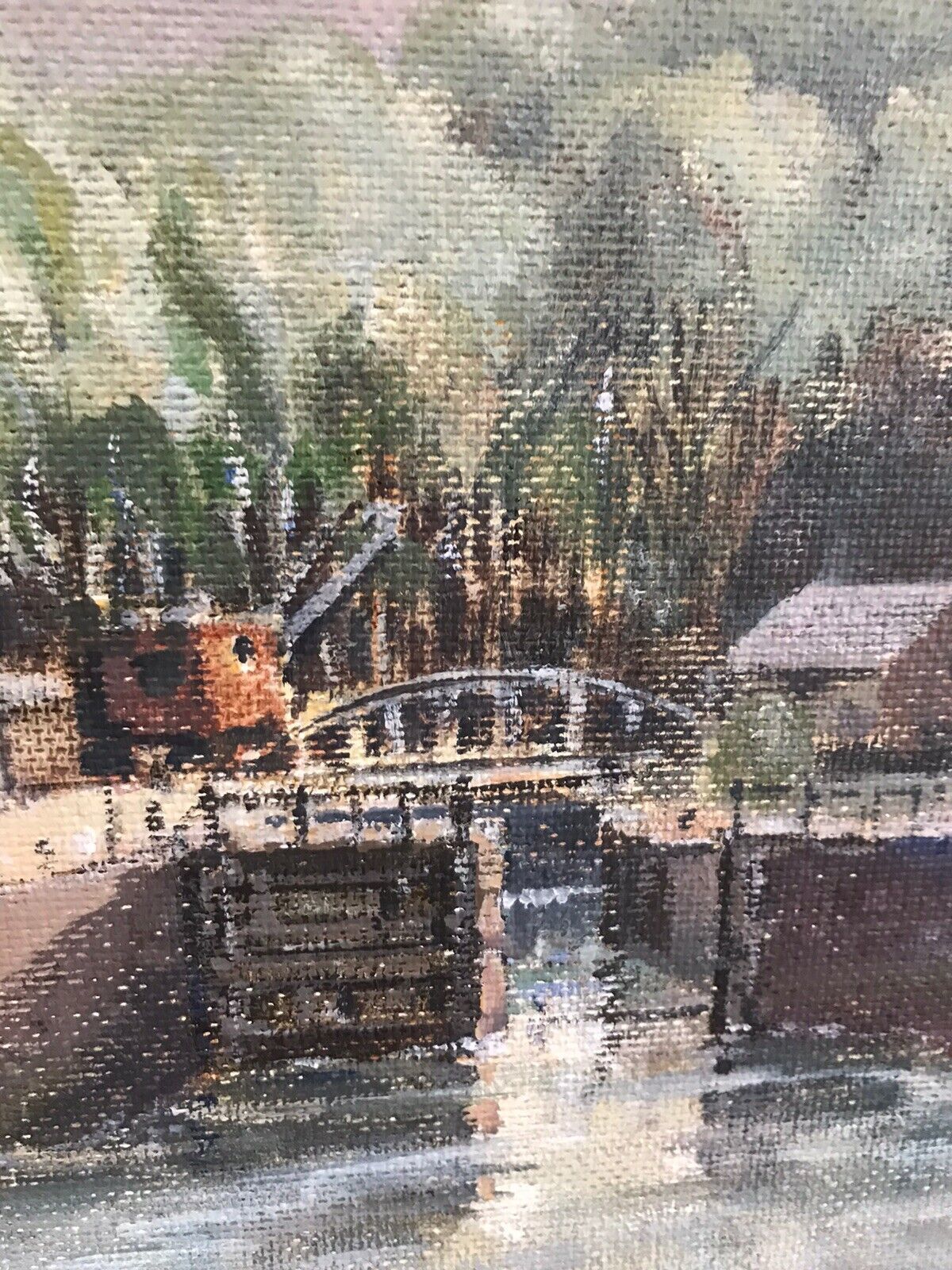 Harbour Scene With Fishing Boats Original Oil Painting On Board Signed By Artist photo buy