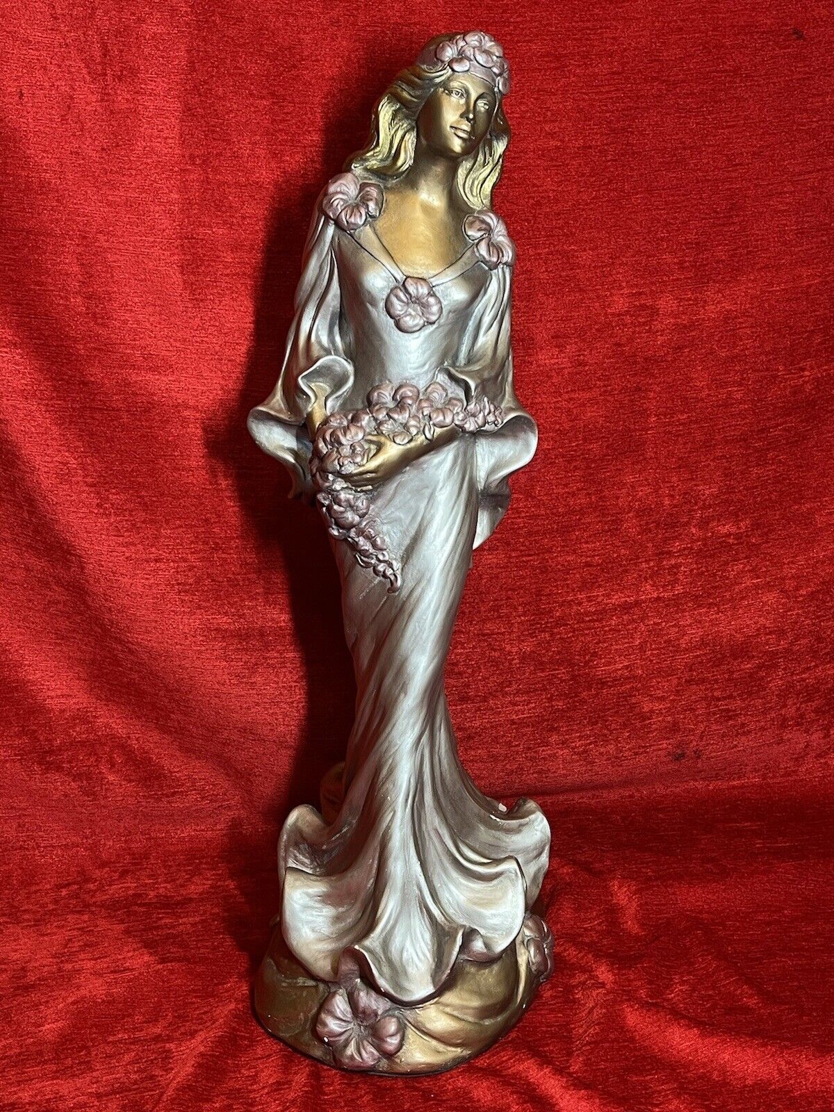 Sculptor Alice Heath 'Princess With Hibiscus Bouquet' Ornamental Showpiece photo furniture