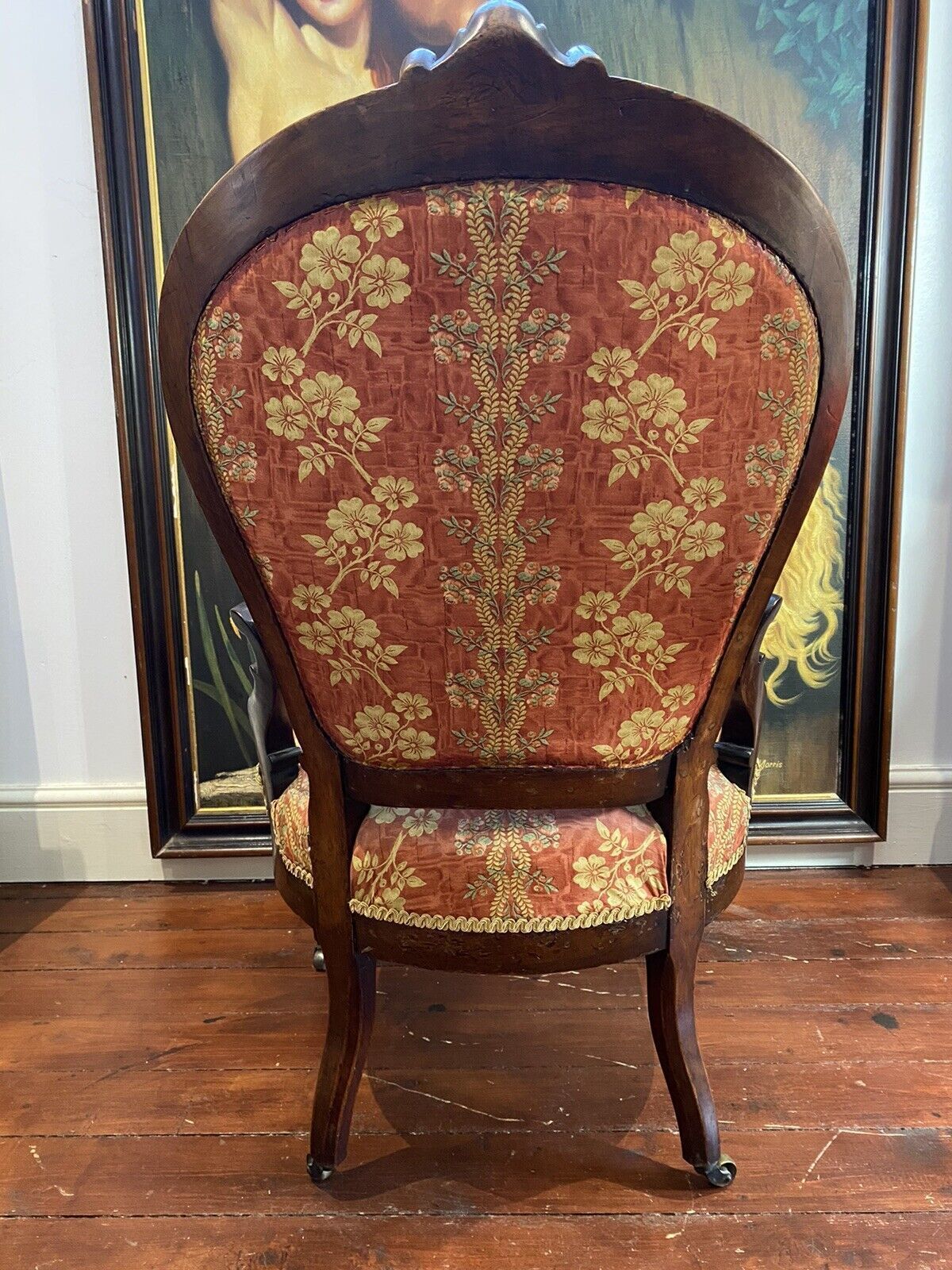 photo for sale Ladies French Empire Sewing Chair With Elegant Floral Upholstery