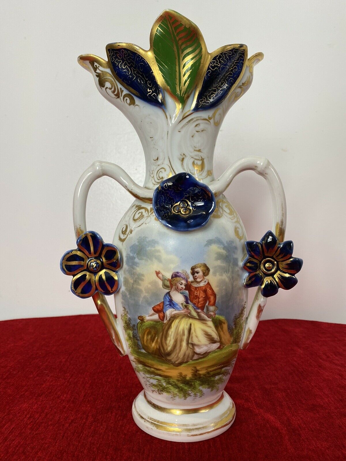 Sèvres Style Romantic Porcelain Vase With Branch Handles And Flora Decorations photo furniture