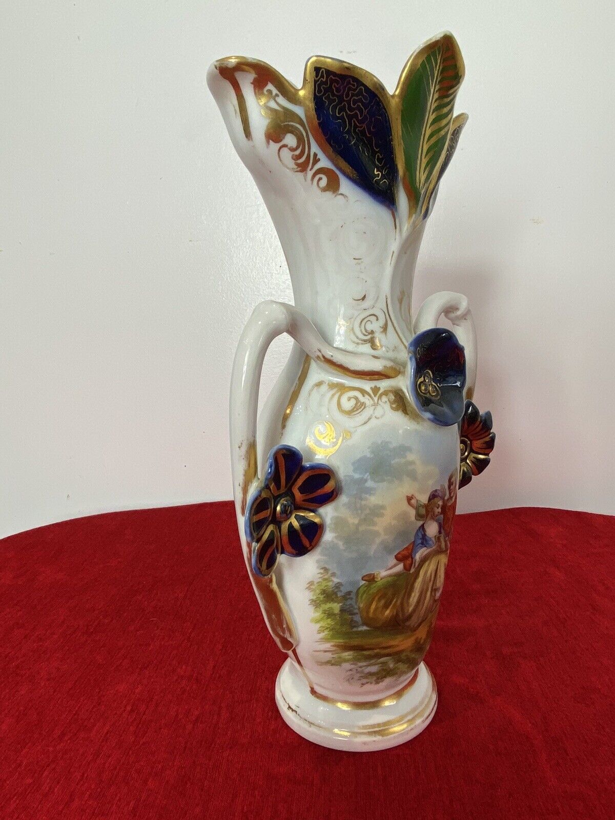 Sèvres Style Romantic Porcelain Vase With Branch Handles And Flora Decorations photo vinterior