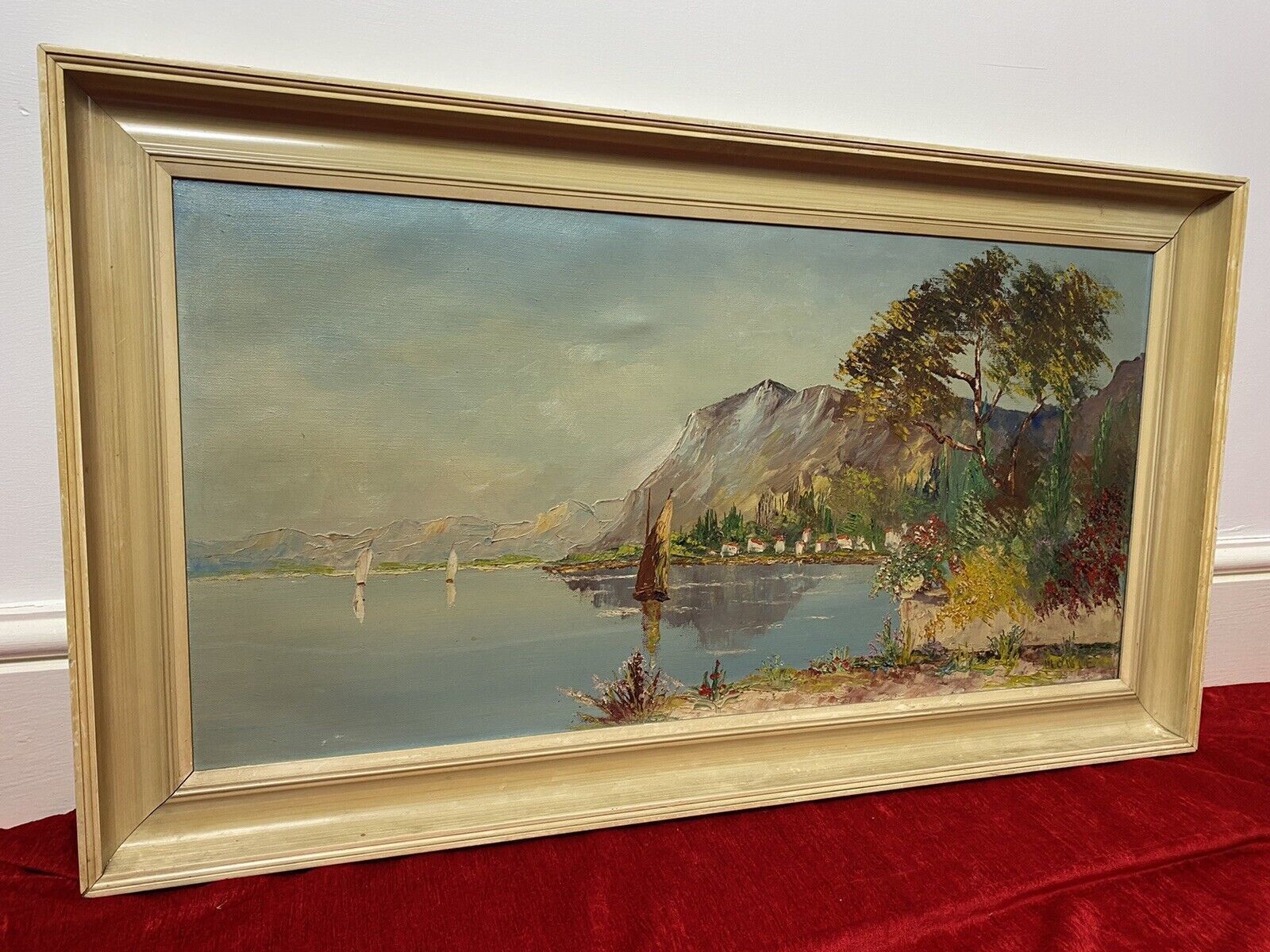Italian Adriatic Coastal Landscape With Sail Boats Signed By Artist Monte photo Art