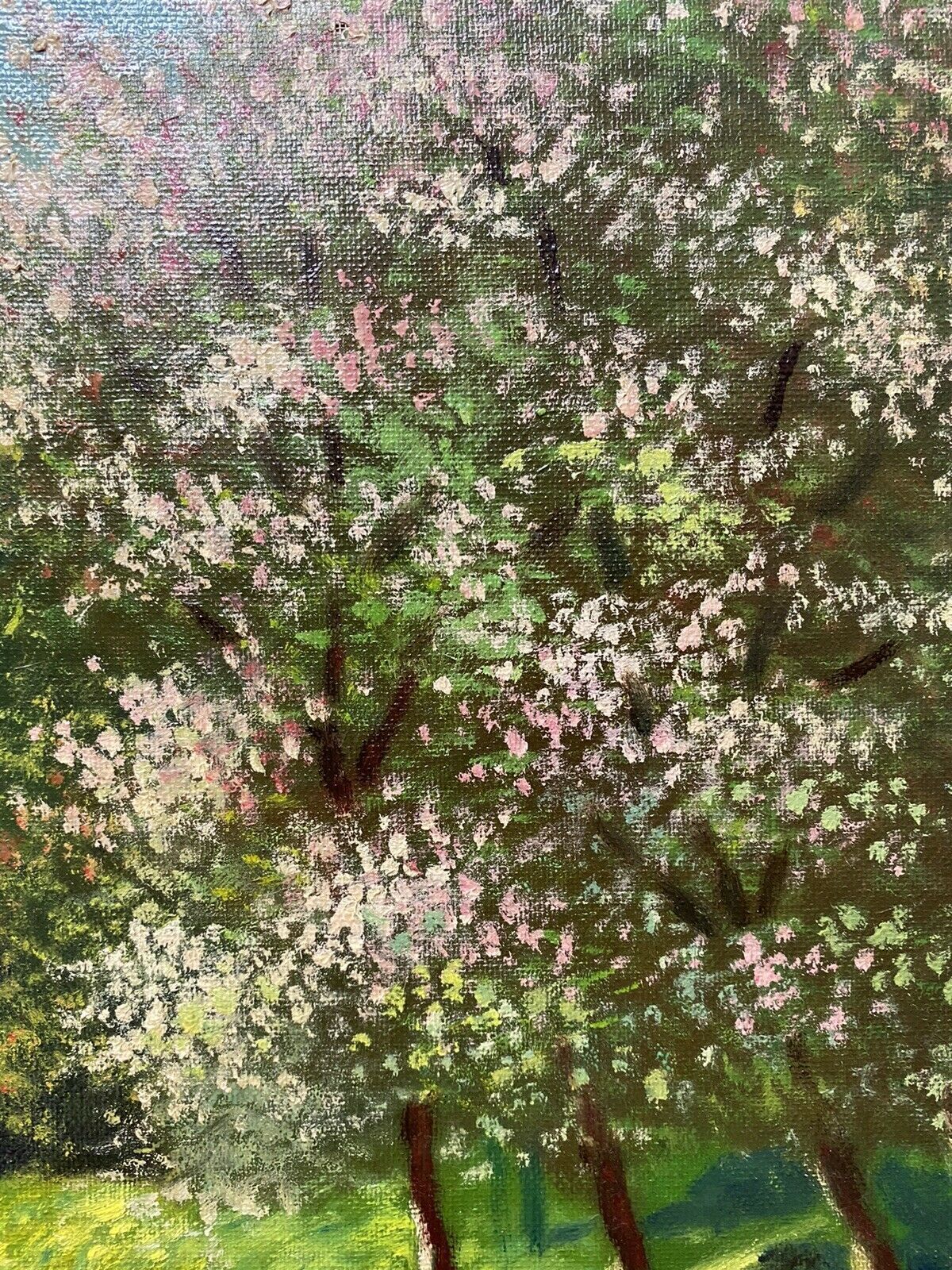 photo furniture French School Impressionist Riverscape & Avenue Of Blossom Trees Signed F Fobbé