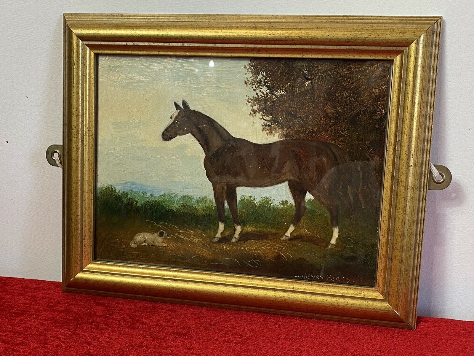 Fine Art Equine Minature Oil On Board By Renowned Artist Henry Percy photo for sale