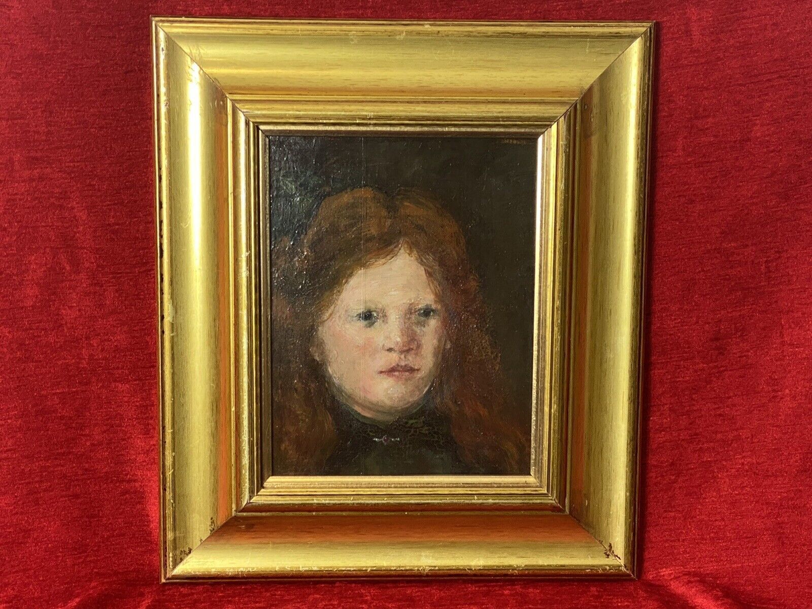 20c Late Regency Girl Titled ‘The Green Ribbon’ Oil Painting On Board Unsigned photo furniture