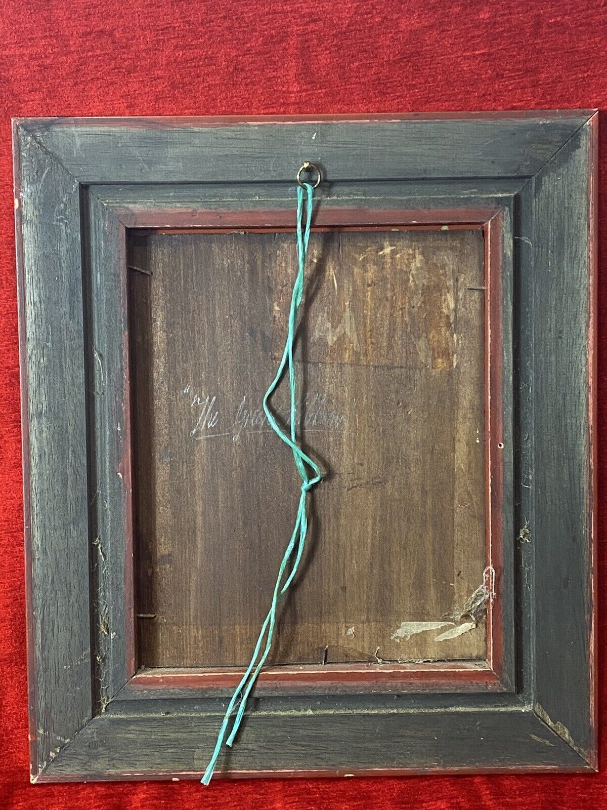 photo for sale 20c Late Regency Girl Titled ‘The Green Ribbon’ Oil Painting On Board Unsigned