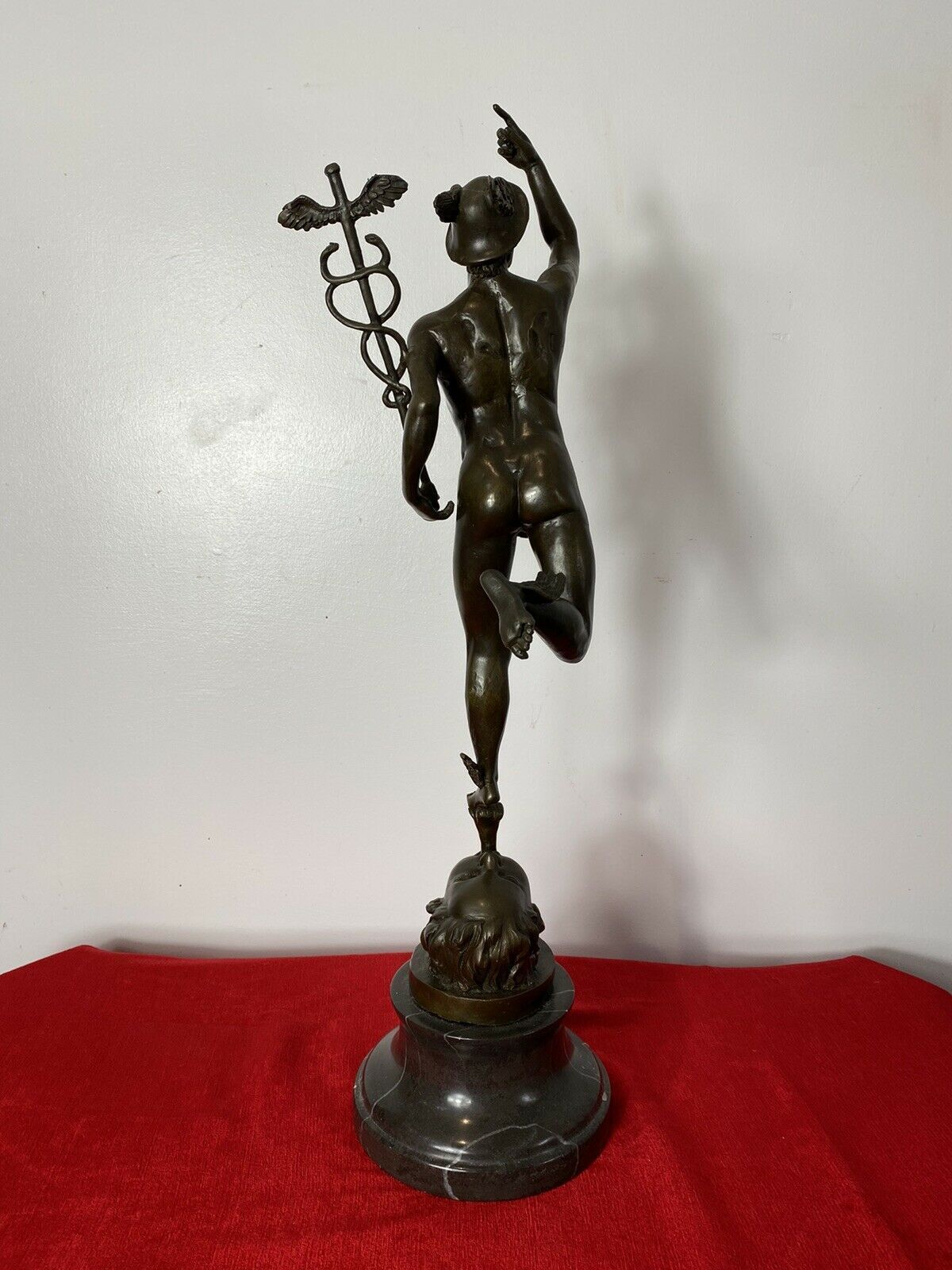 Fine Bronze Romanesque Sculpture Of Hermes After Giambologna Upon Marble Plinth photo 875.0