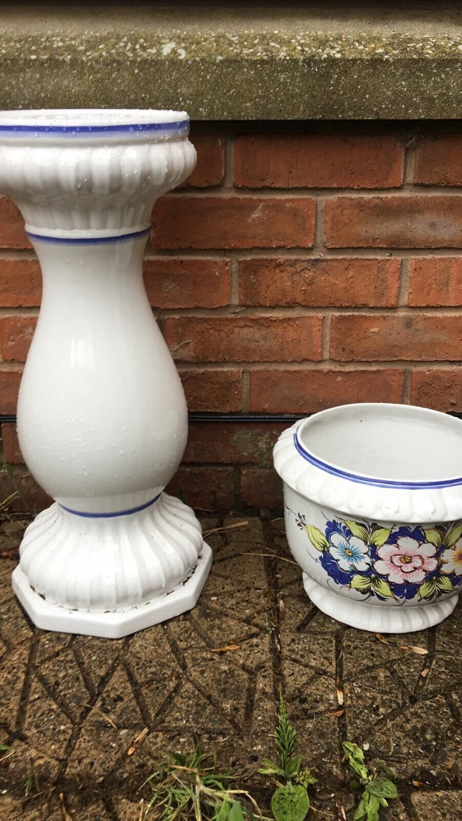 Italianate Porcelain Floral Hand Painted Jardiniere On Ornate Stand photo furniture