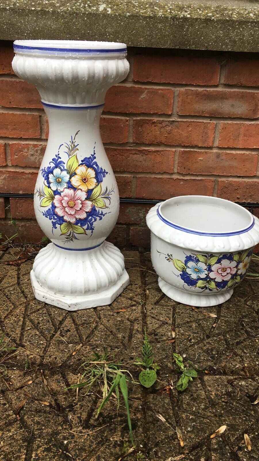 Italianate Porcelain Floral Hand Painted Jardiniere On Ornate Stand photo buy