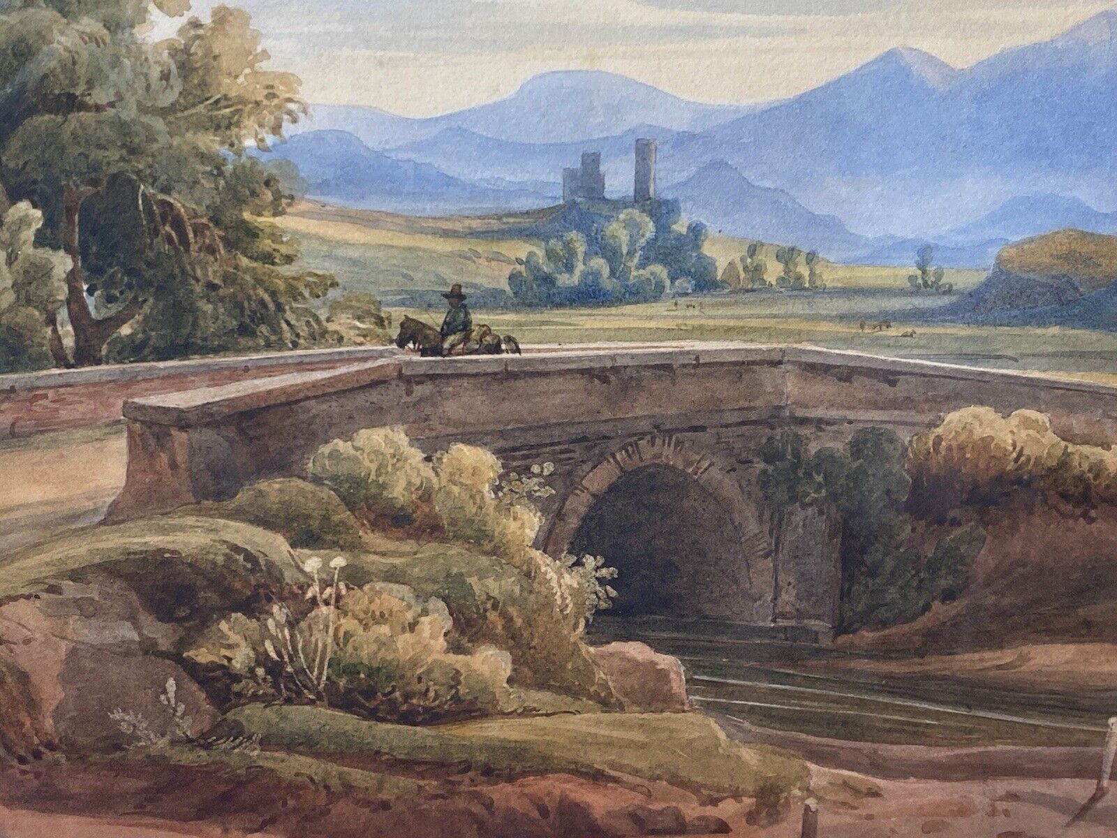 19c Aristocratic Castle Landscape Watercolour Painting By Lady Buetiau Hepburne photo for sale