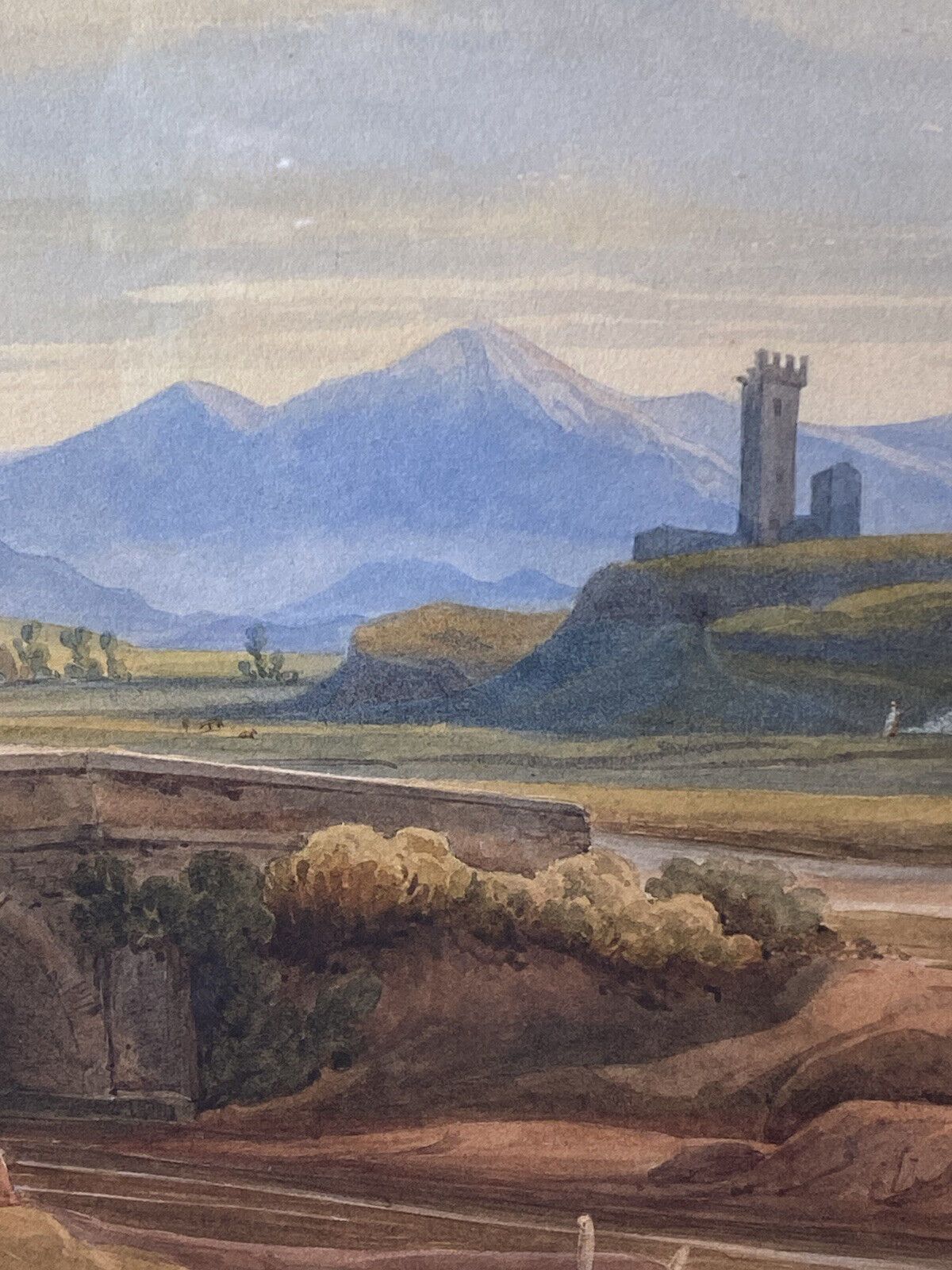 19c Aristocratic Castle Landscape Watercolour Painting By Lady Buetiau Hepburne photo Art