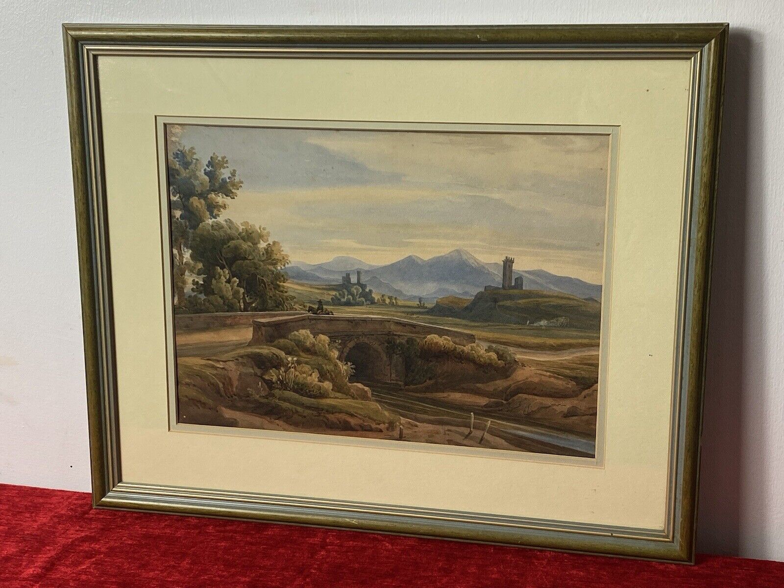 photo furniture 19c Aristocratic Castle Landscape Watercolour Painting By Lady Buetiau Hepburne