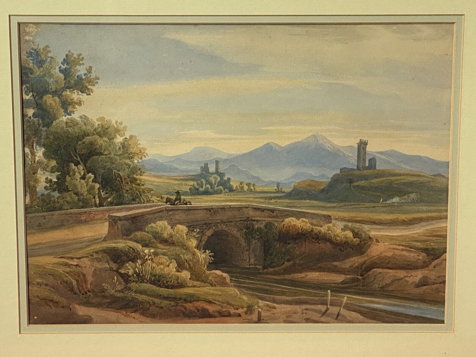 photo for sale 19c Aristocratic Castle Landscape Watercolour Painting By Lady Buetiau Hepburne