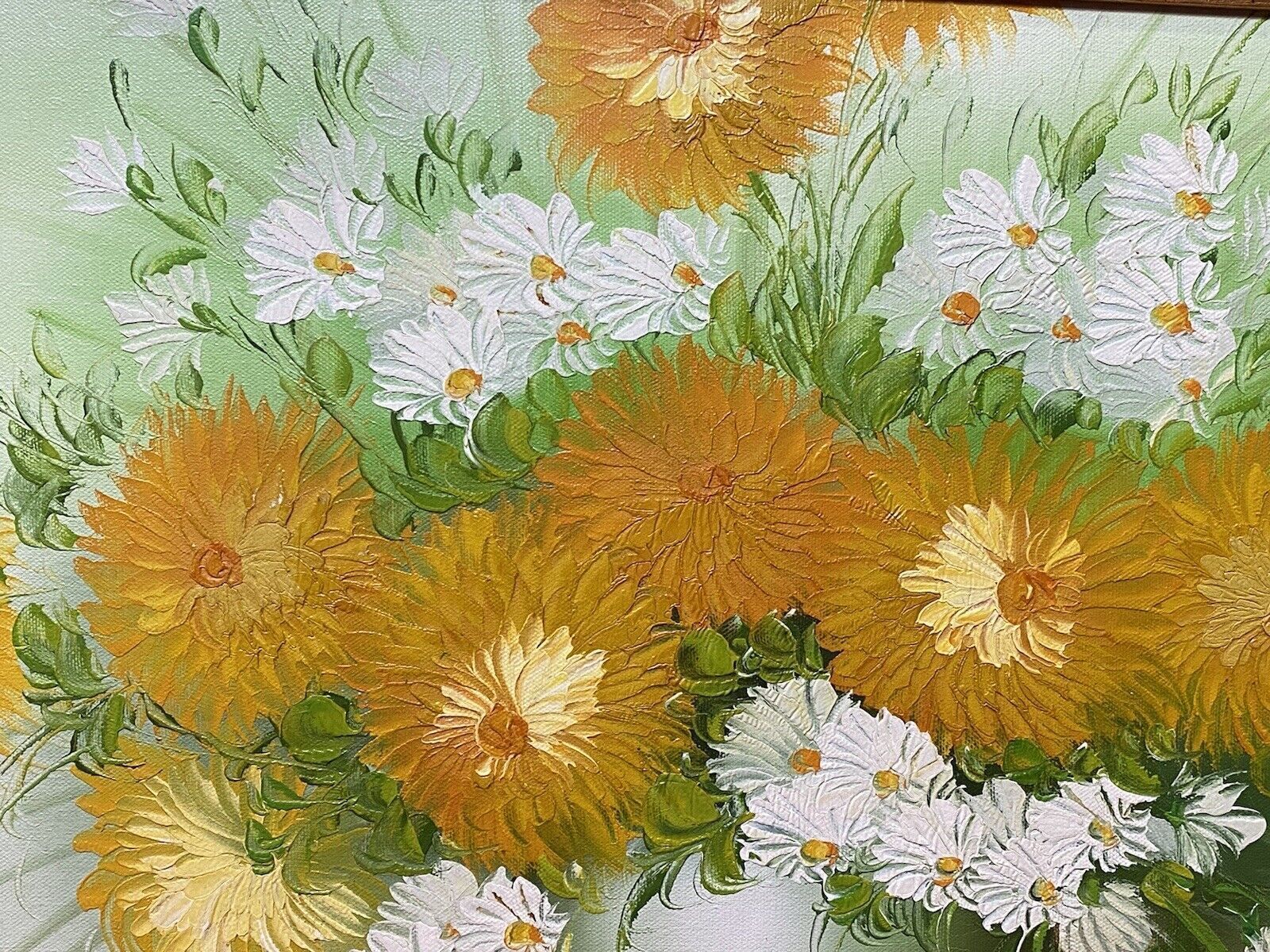 Exuberant Art Deco Chrysanthemums Still Life Oil Painting Signed N Elinor photo buy