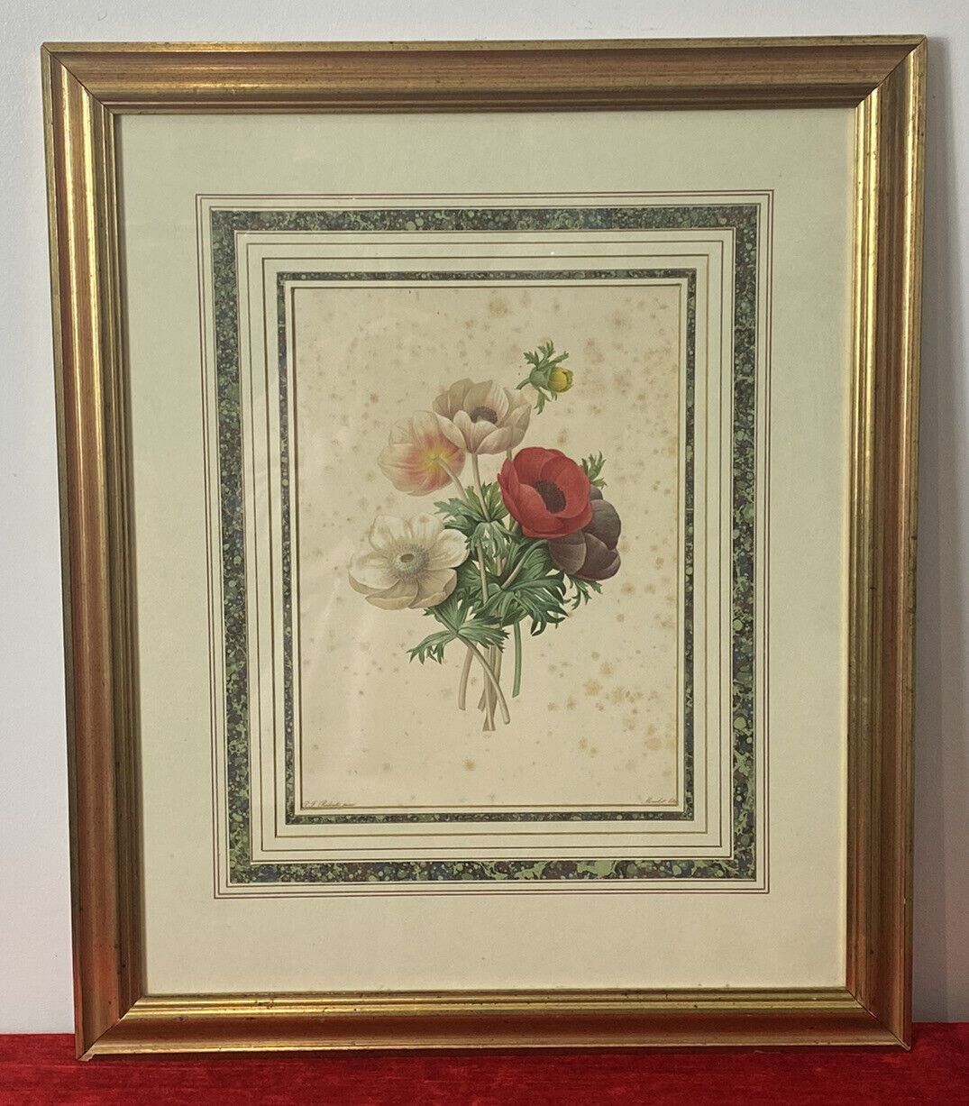 Pierre Joseph Redoutè Tulip Posey Original Vintage Lithograph Mounted & Framed photo vintage