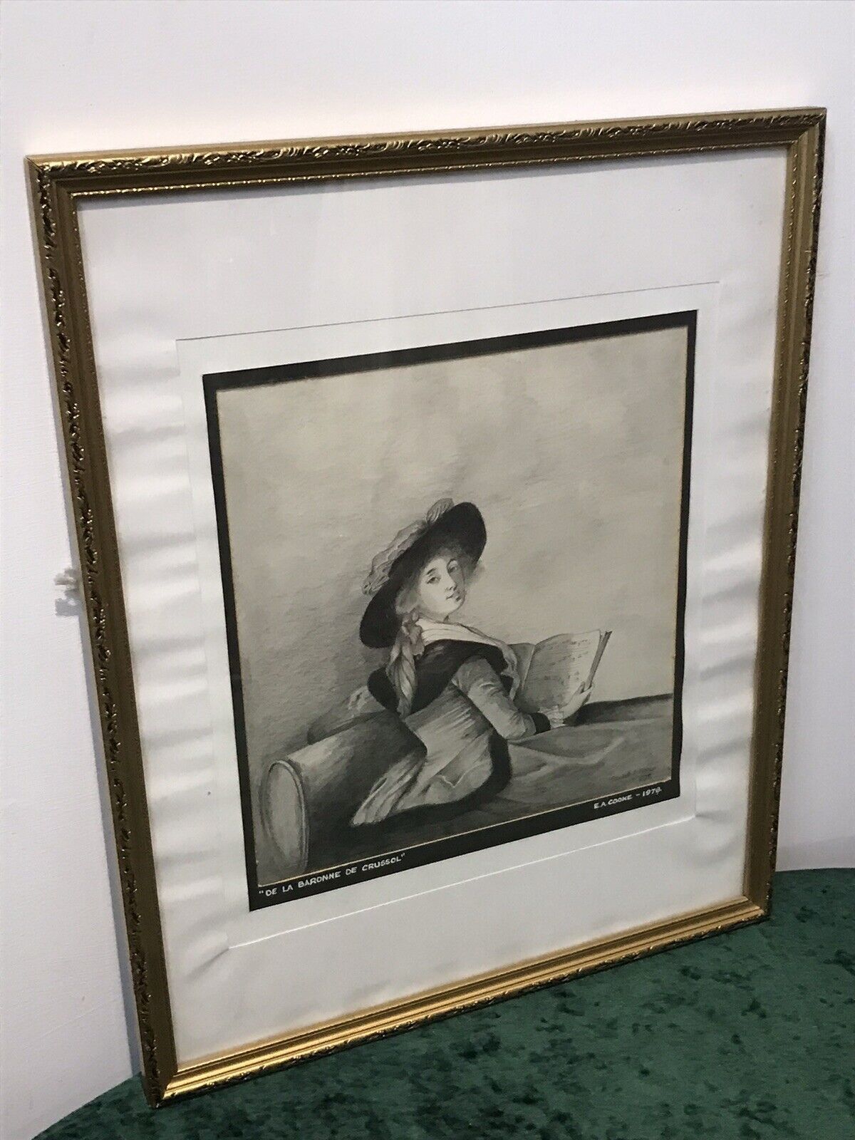 20th Century Artwork De La Barrone De Crussol Pencil And Charcoal Drawing Signed photo 245.0