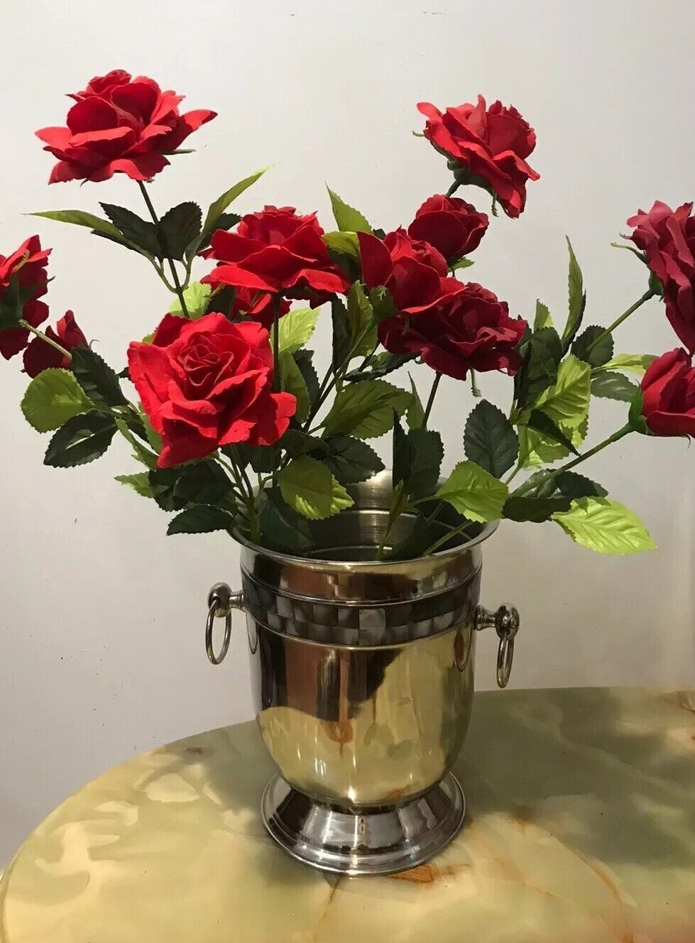 Reproduction Silver Plate Champagne Bucket With Mother Of Pearl Banding