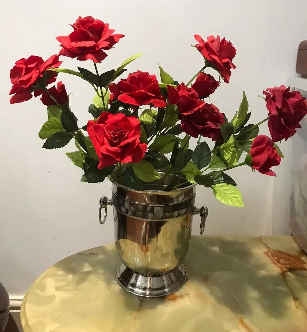 Reproduction Silver Plate Champagne Bucket With Mother Of Pearl Banding photo furniture