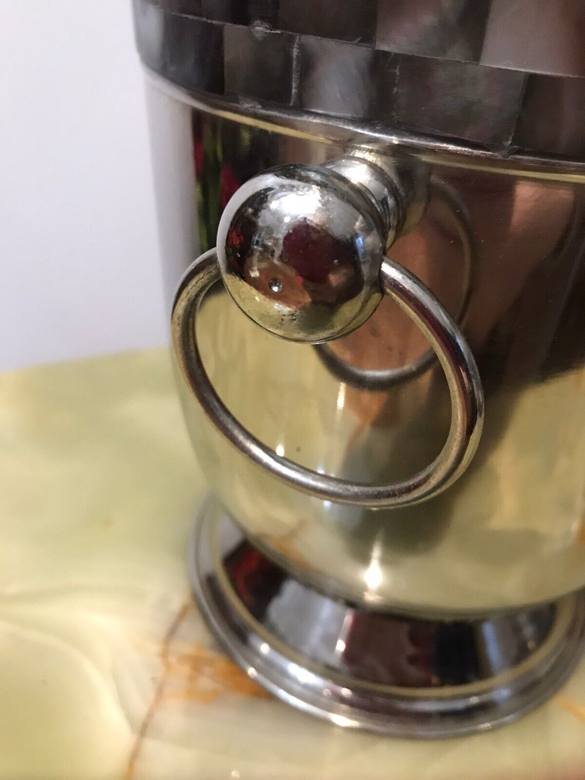 Reproduction Silver Plate Champagne Bucket With Mother Of Pearl Banding photo buy