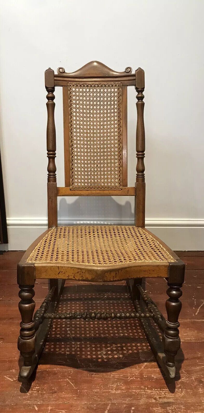 Aesthetic Movement Rare Cane Serpentine Front Spindle Back Rocking Chair photo buy