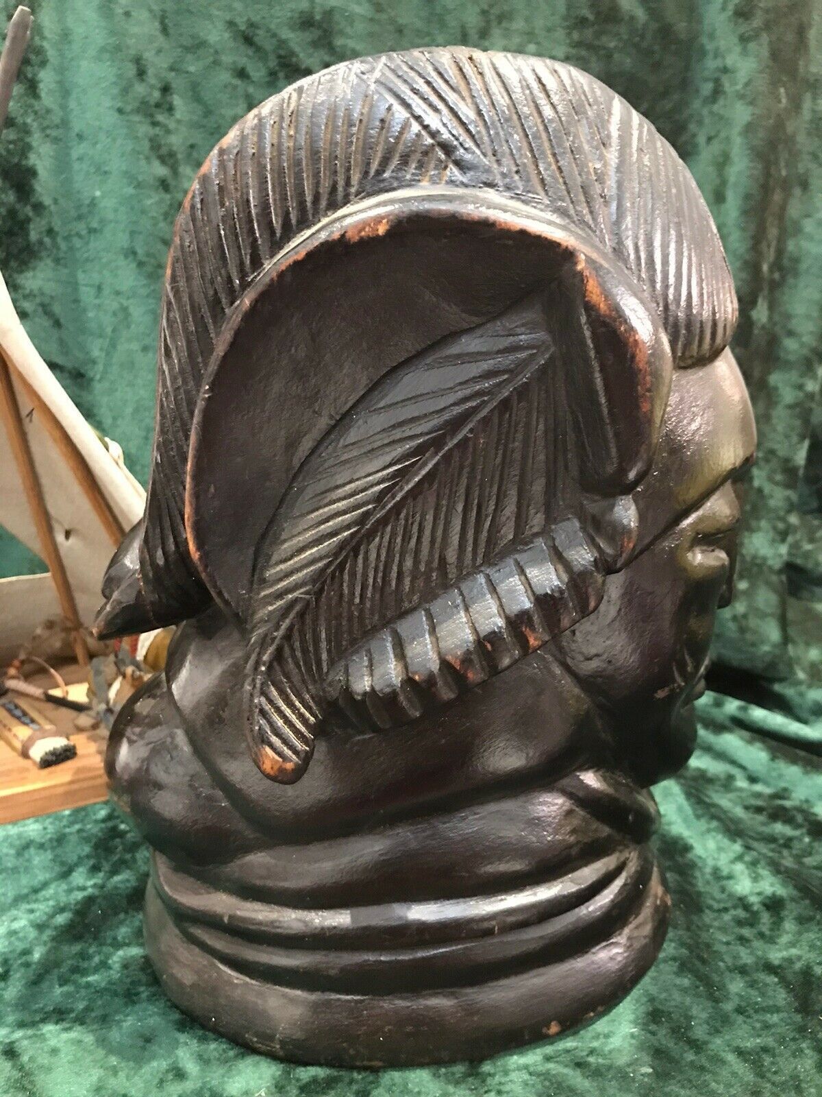 Historic 19th Century Carved Wood Red Cheif Indian Head photo 340.0