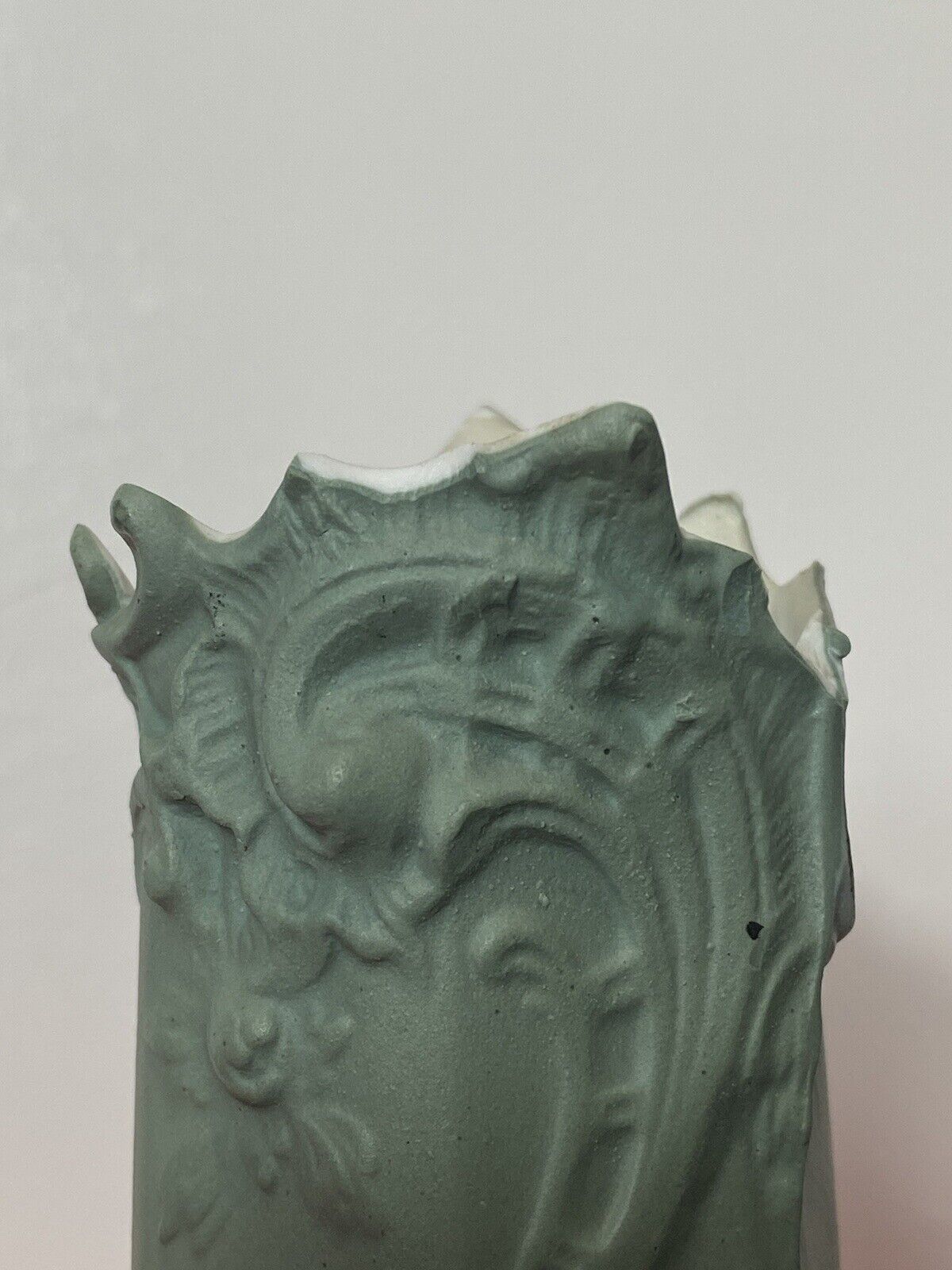 Home Decor Pair Of Elaborate Parian Ware 'Trio Of Winged Putti' Hexagonal Posey Vases photo