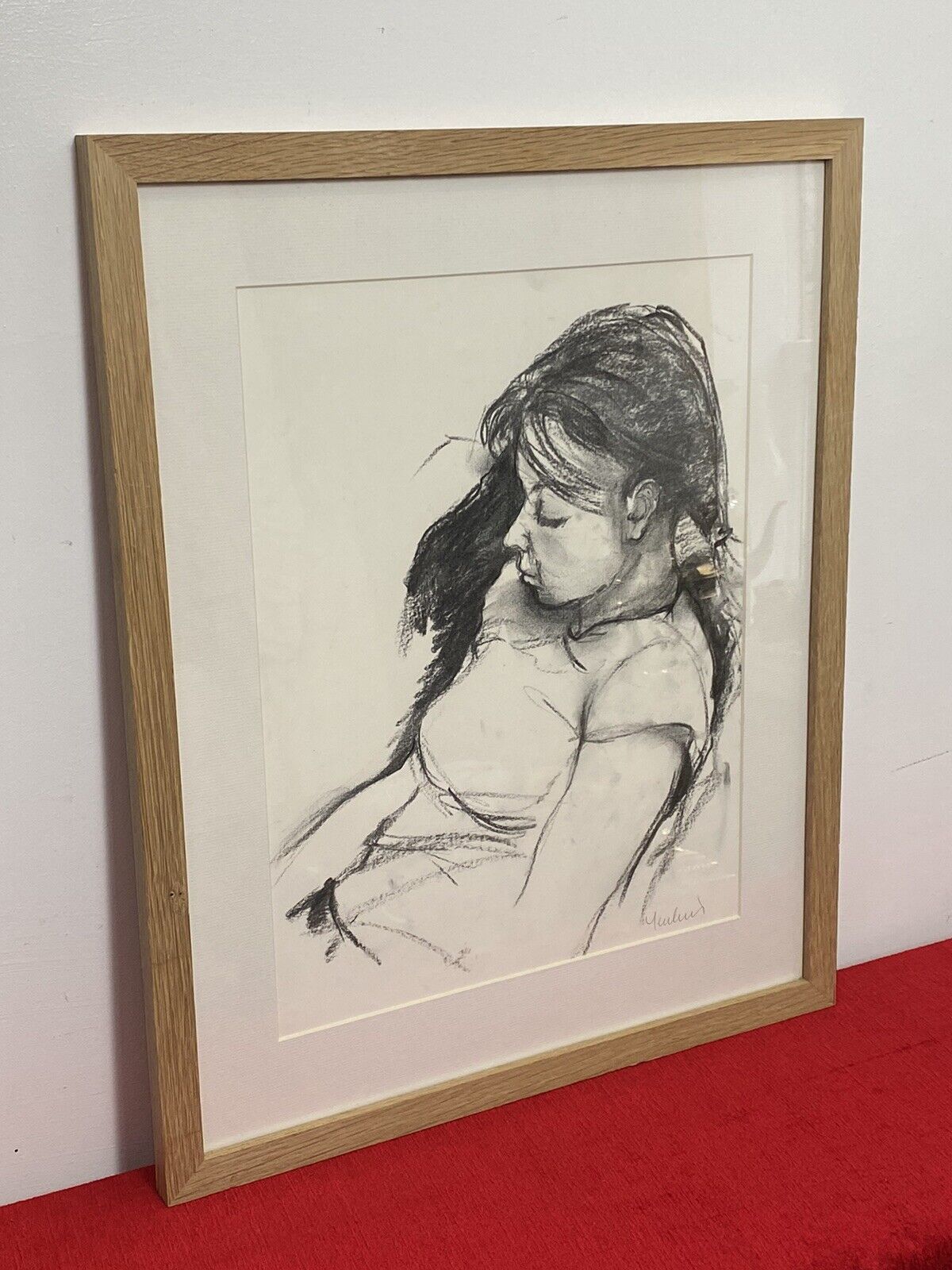 Figurative Charcoal Sketch Of Young Lady In Deep Thought By Michael Jenkins photo 345.0