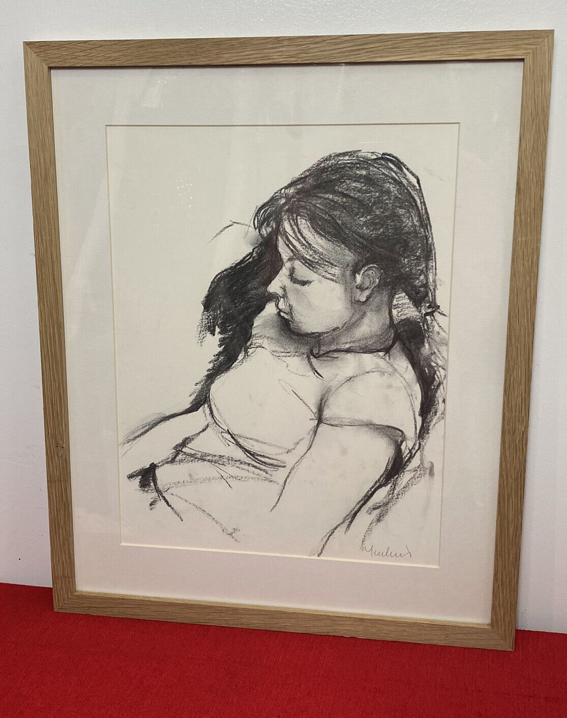 Art Figurative Charcoal Sketch Of Young Lady In Deep Thought By Michael Jenkins photo