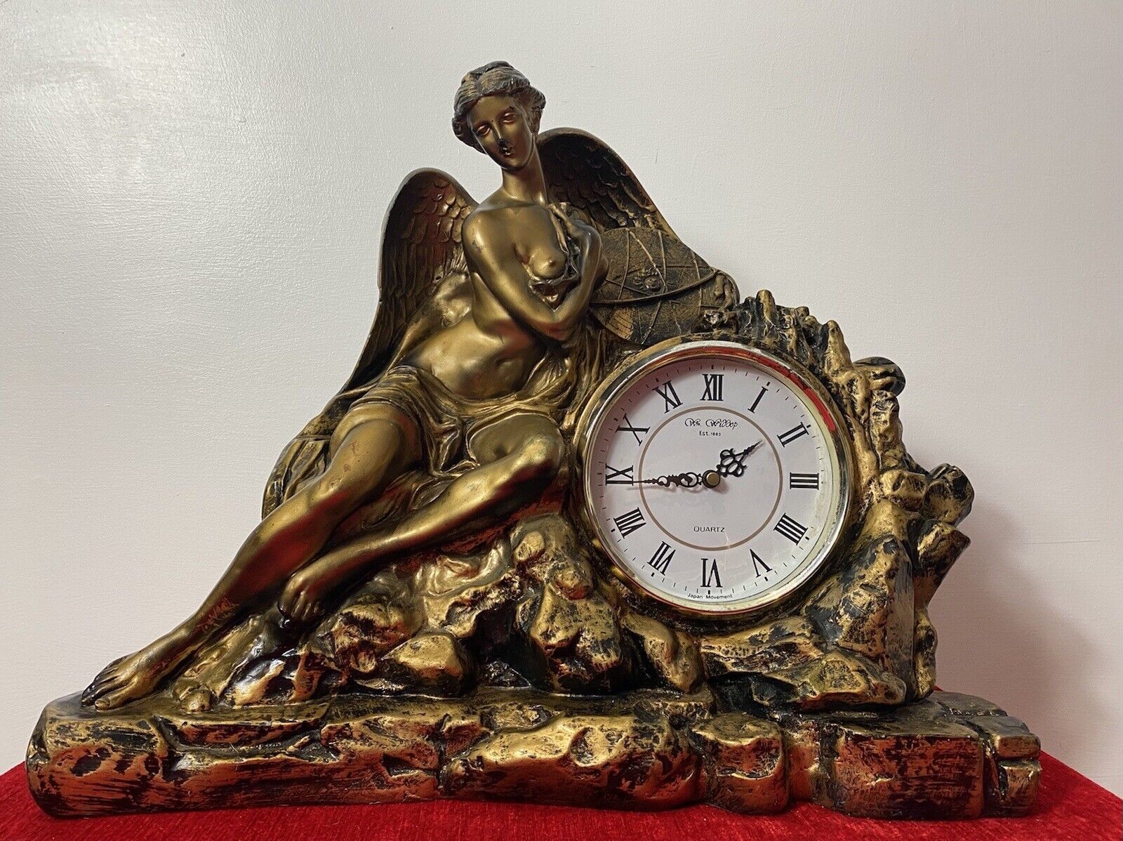 295.0 Classical Athen Goddess Of Wisdom Ornate Gilded Mantle Clock W M Widdop Movement photo