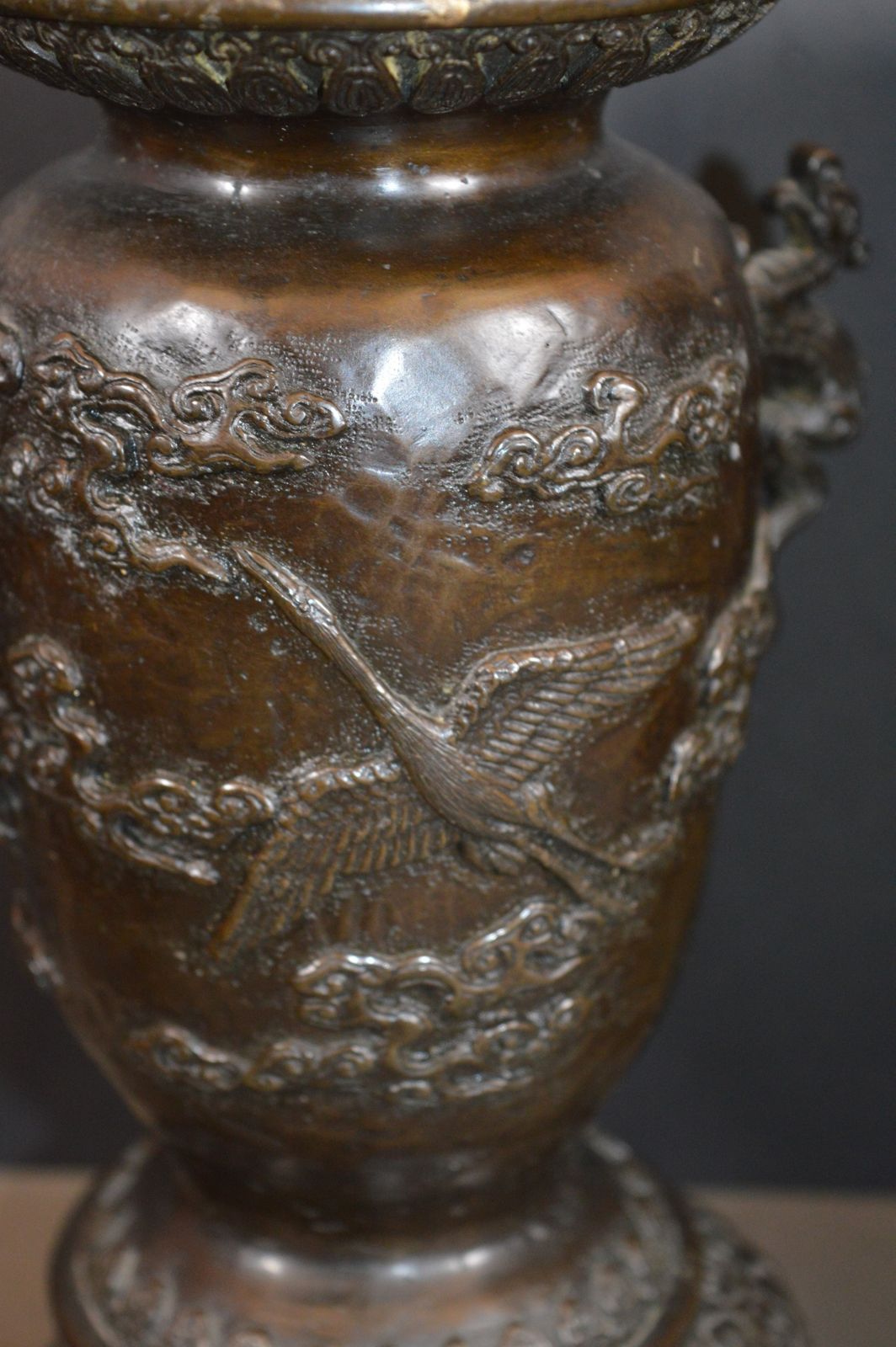 Fine Pair Japanese Bronze Vases, C1880 photo vintage