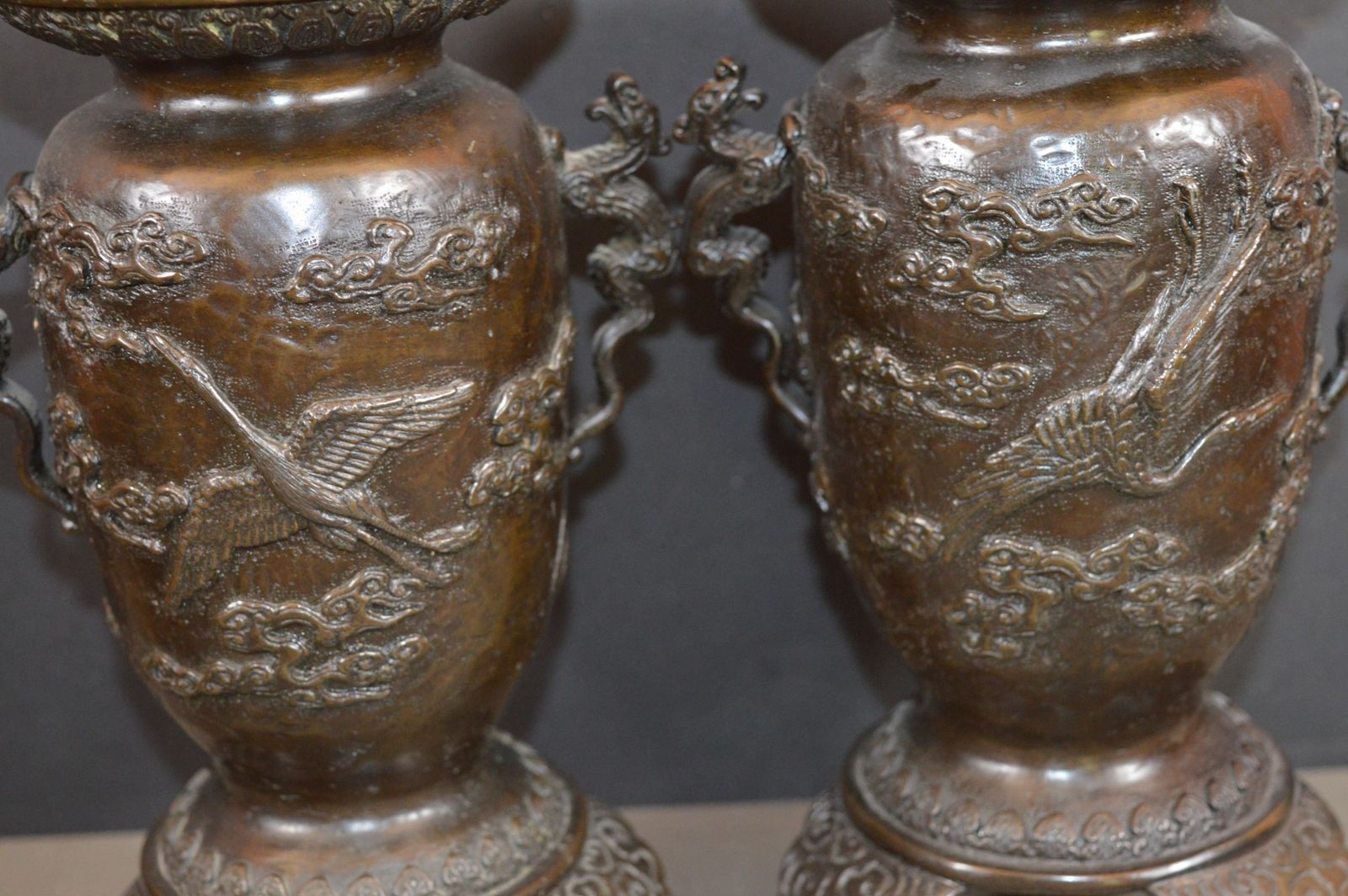 photo furniture Fine Pair Japanese Bronze Vases, C1880