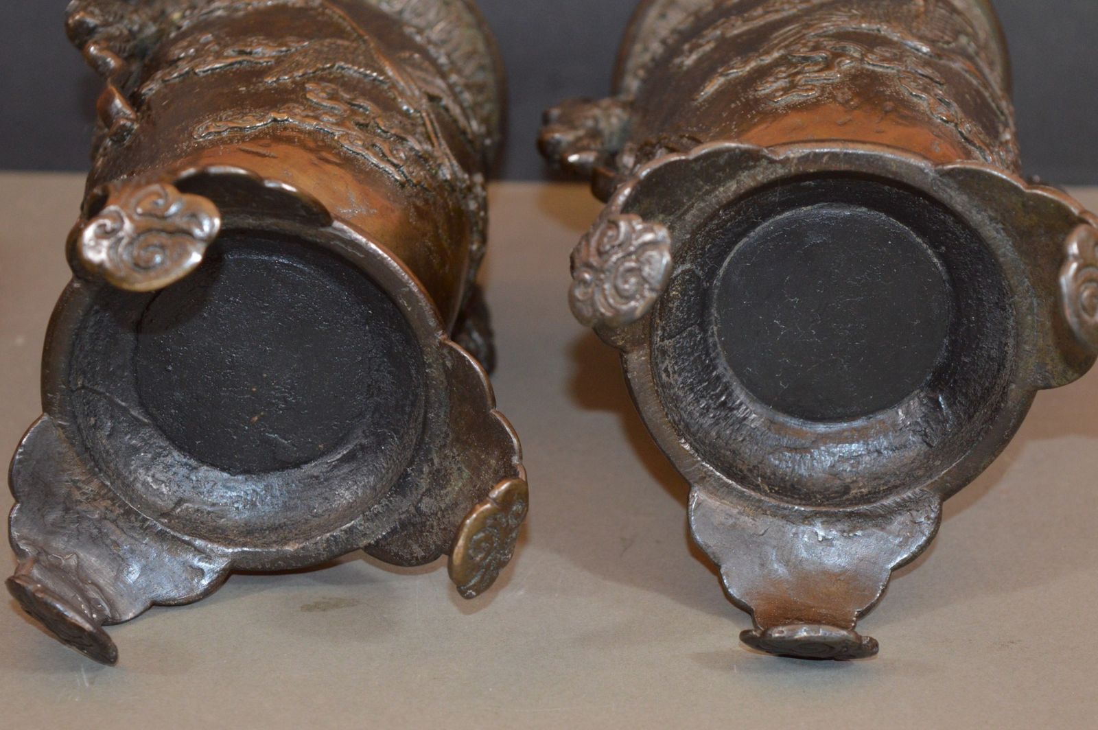 Home Decor Fine Pair Japanese Bronze Vases, C1880 photo