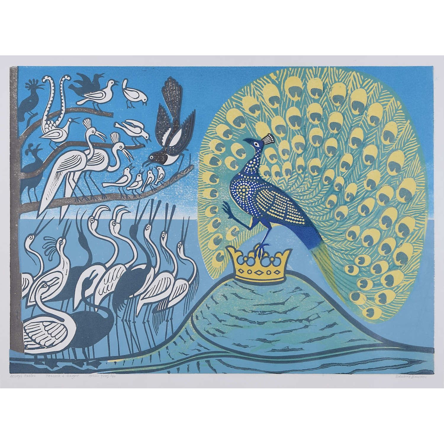 Edward Bawden Aesop’s Fables: Peacock And Magpie (1970)