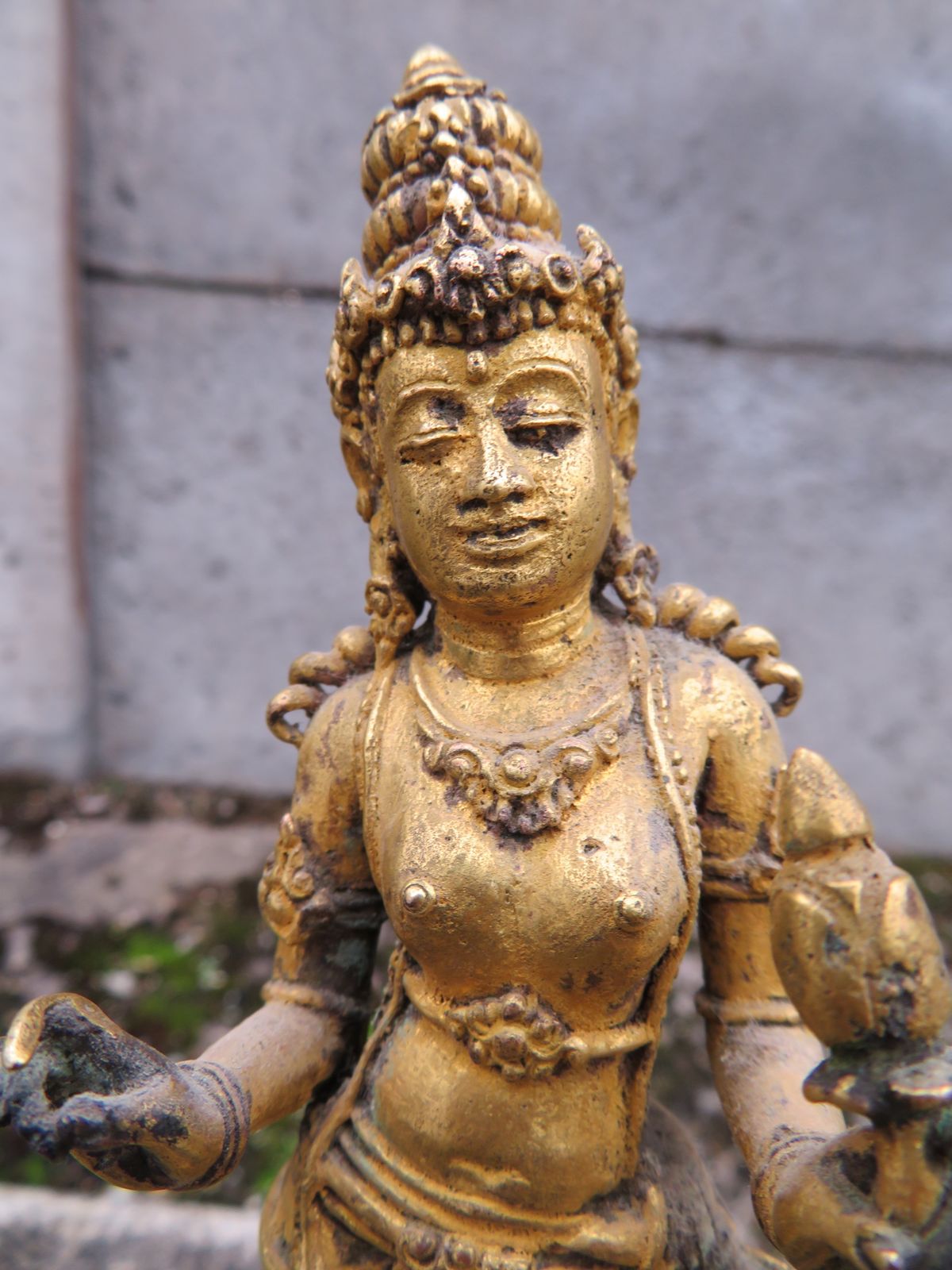 Masterpiece Museum Javanese Gold Gilded Standing Dewi Tara Statuette. 10th 13th Century. photo furniture