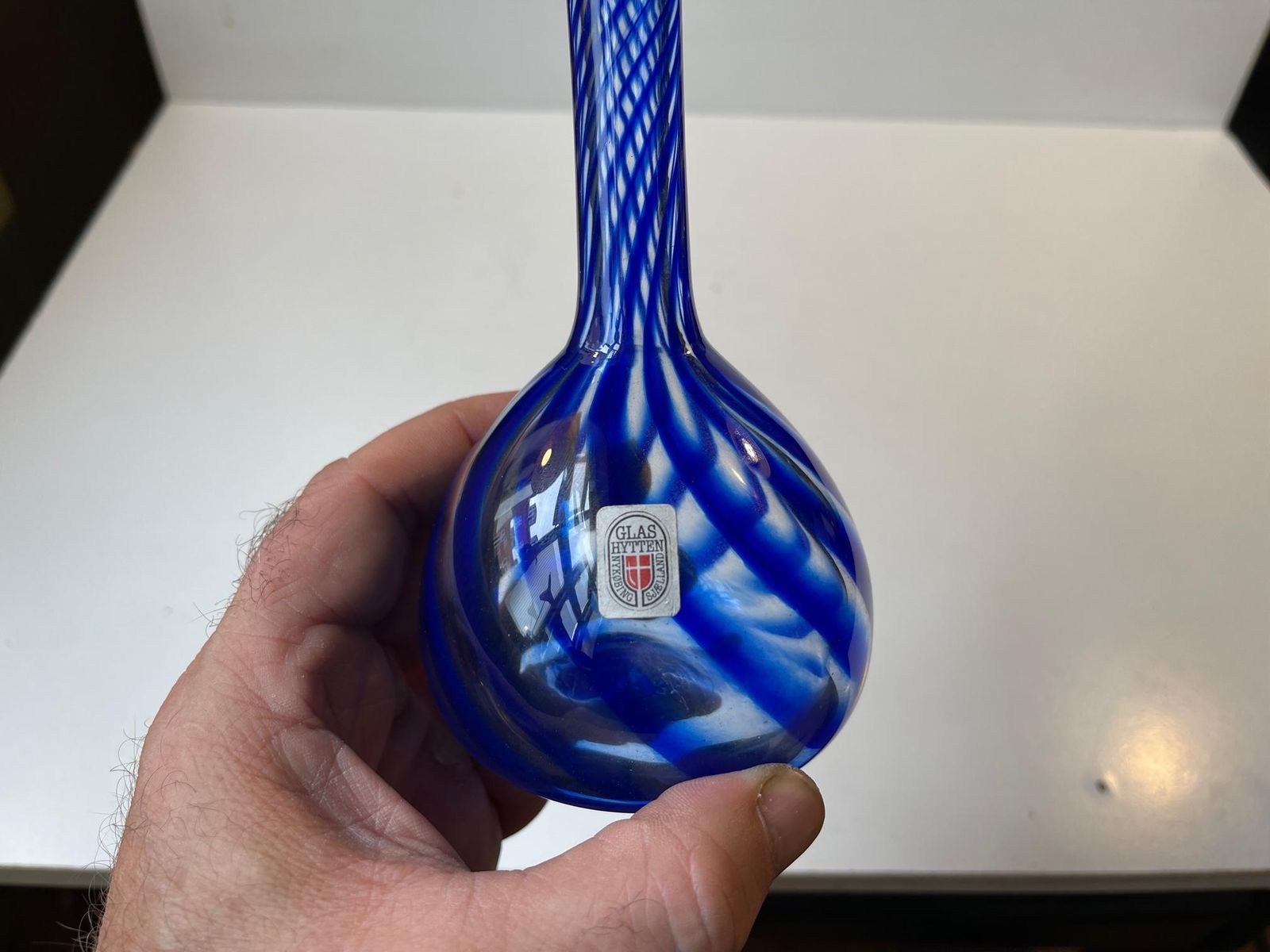 Twisted Blue Art Glass Vase By Martin B. Møller For Glashytten photo Home Decor