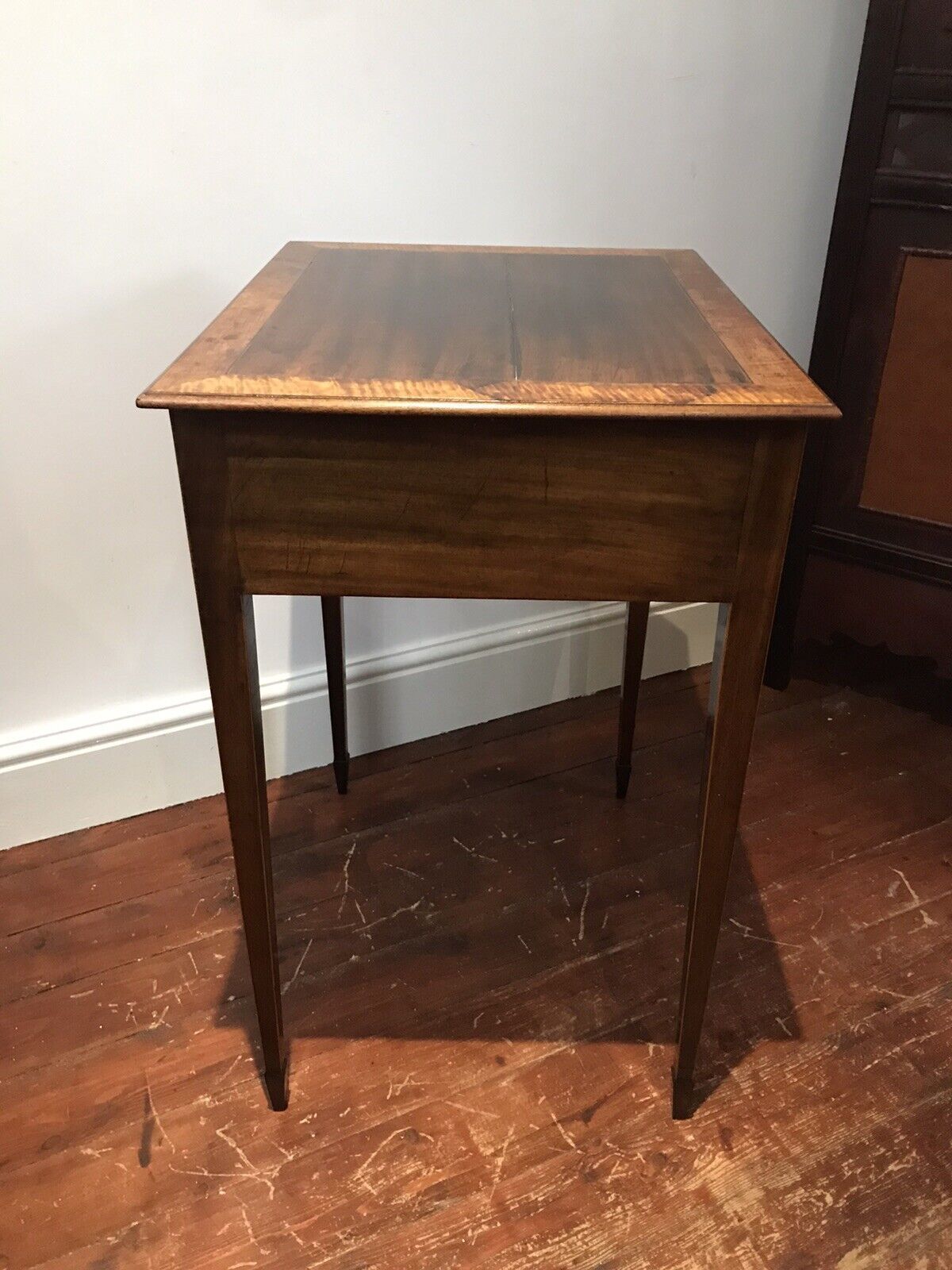 Furniture Period Antique Sheraton Style Side Table With Drawer And Tapered Legs photo