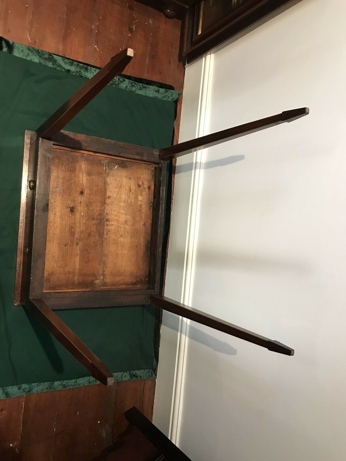 550.0 Period Antique Sheraton Style Side Table With Drawer And Tapered Legs photo