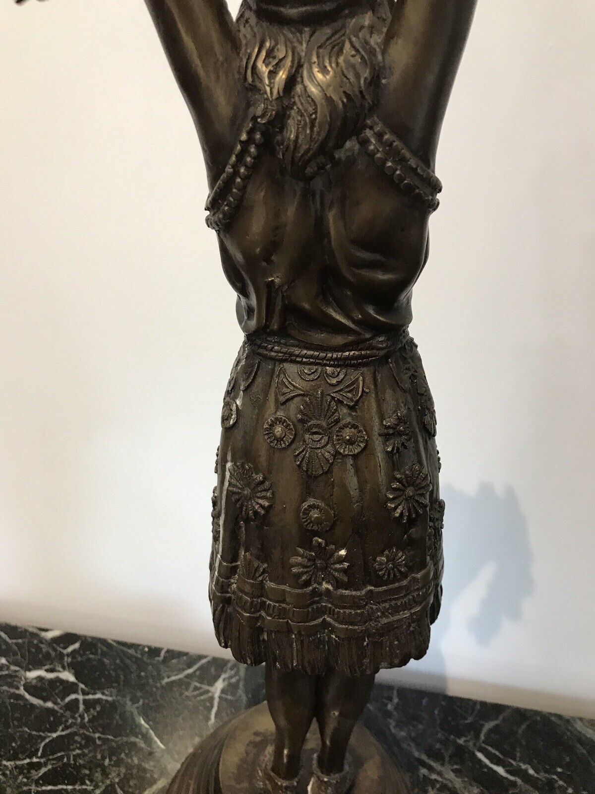 Art Nouveau Style Bronze Statue Of Dancing Girl Upon Bronze Circular Base photo buy