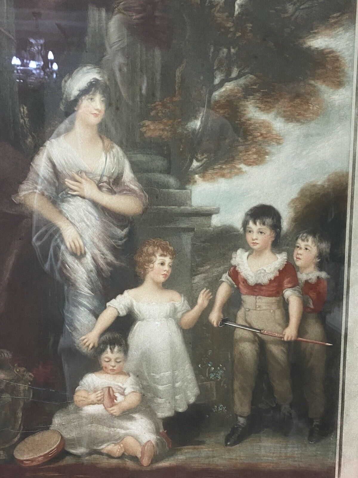Period Mezzotint Depicting Lady Lambton And Family After John Hoppner Ra Signed photo vinterior