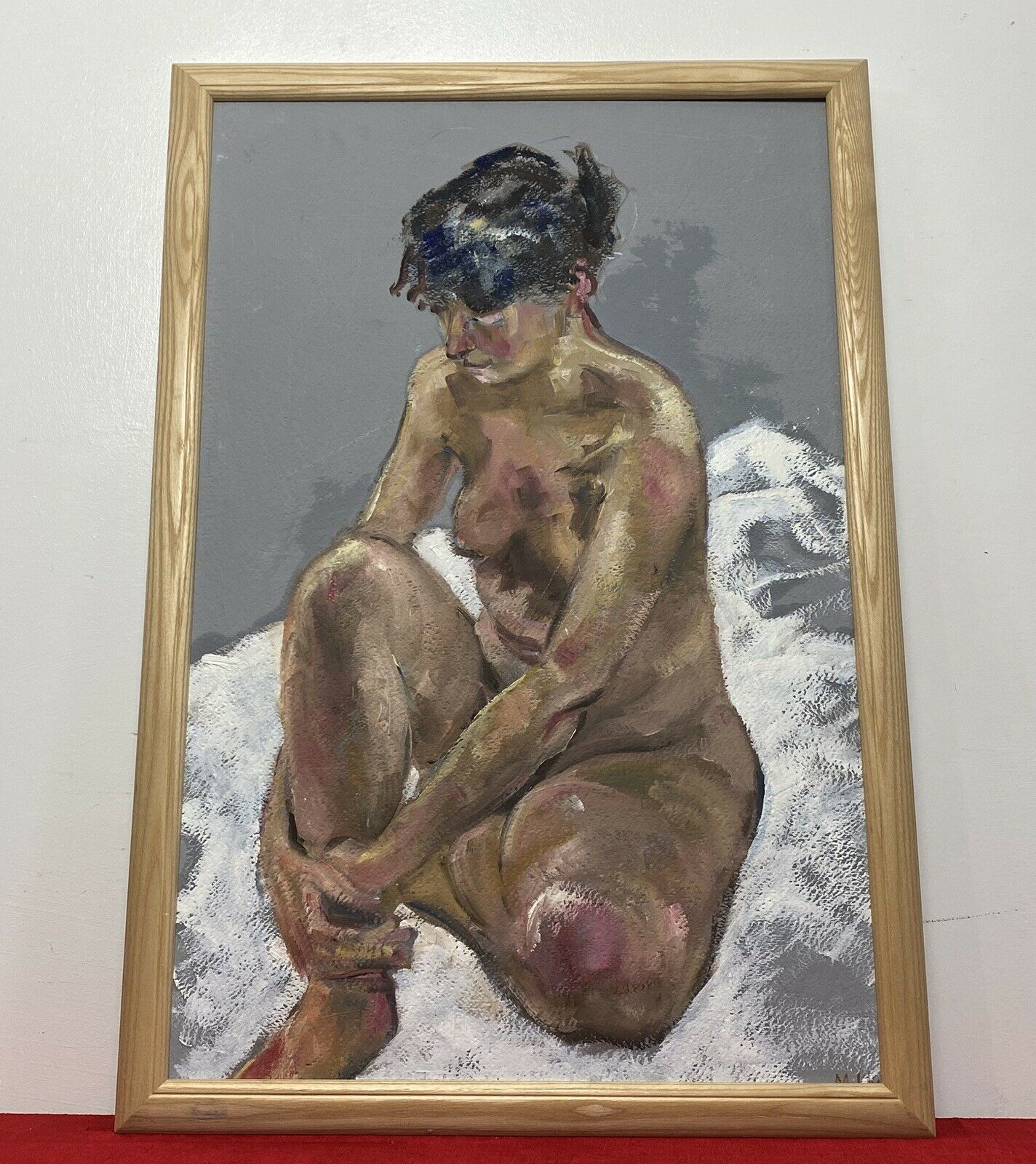 Sitting Female Nude Contemplation Study In Oil By Artist Michael Jenkins photo Art
