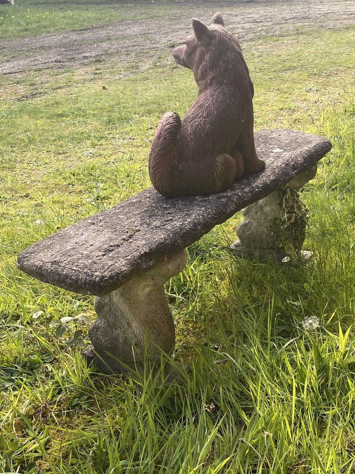 Vintage Garden Seat With Grey Squirrel Plinths photo vinterior