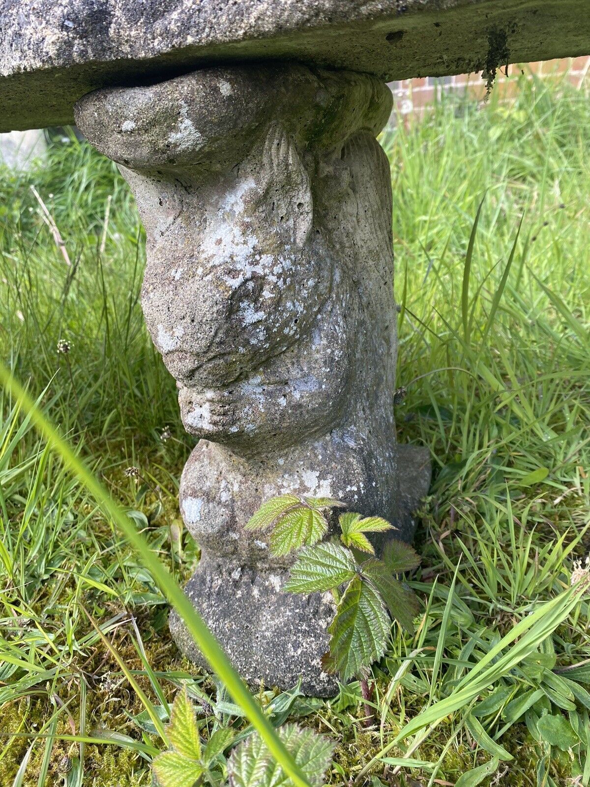 photo furniture Vintage Garden Seat With Grey Squirrel Plinths