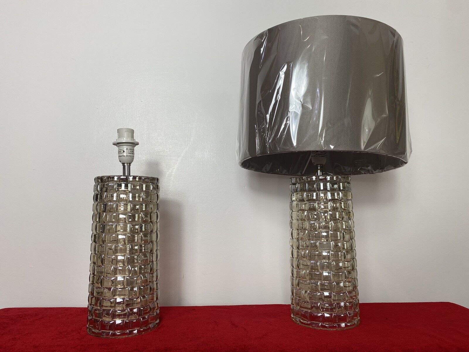 Pair Modern Art Contemporary Geometric Glass Lamps With Shades photo 200.0