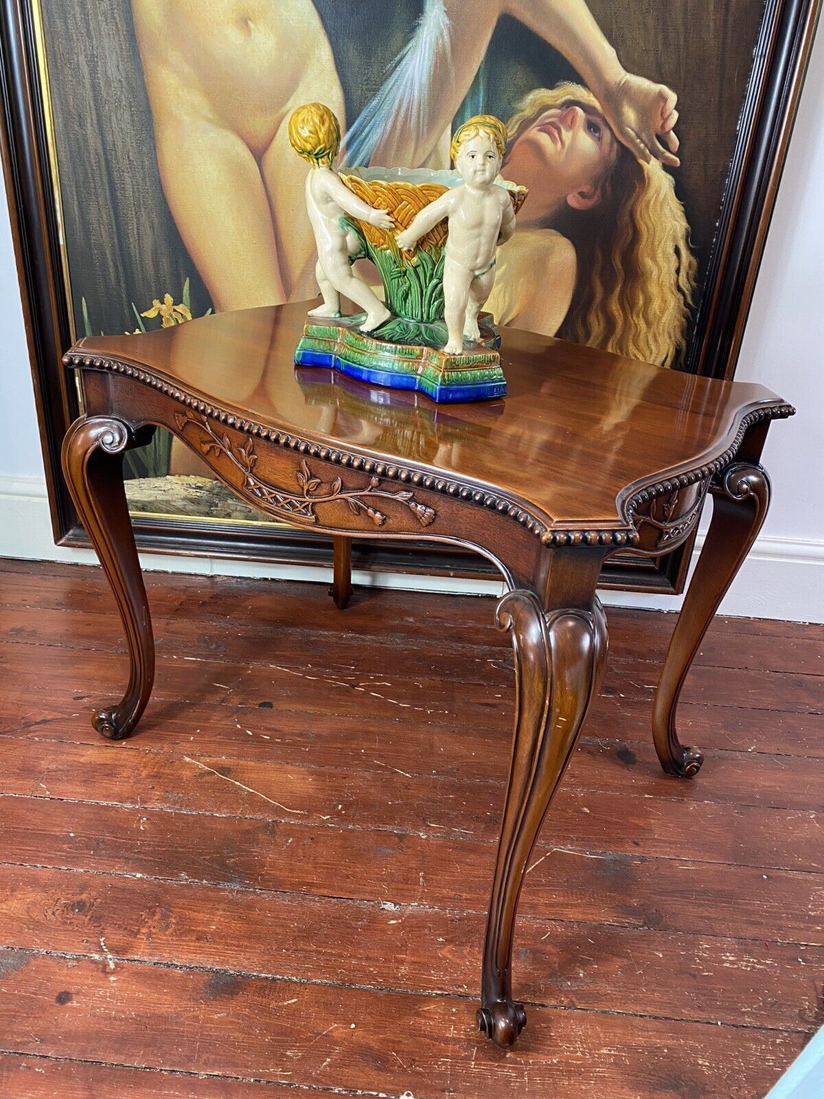 Stunning Elmwood Augustus Pugin Style Gothic Carved Centre Table photo vinterior