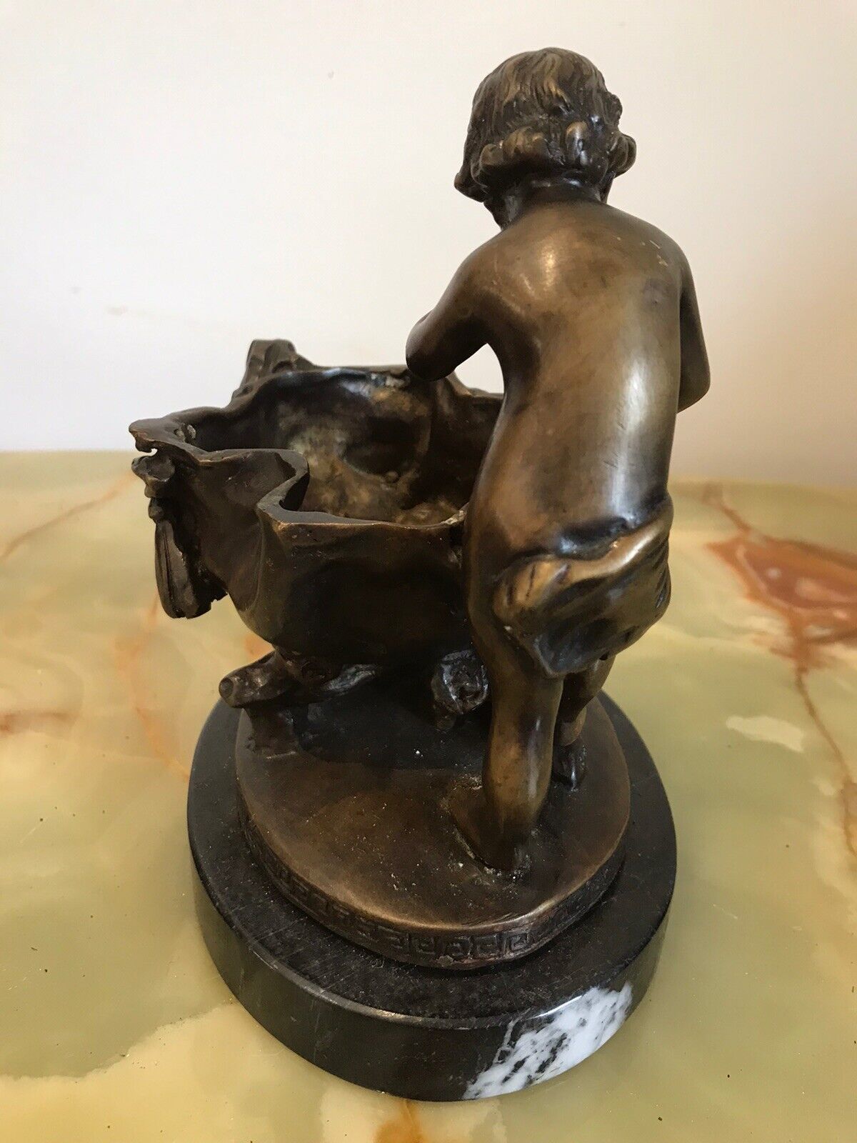 Charming Fine Reproduction French Bronze Cherub With Flora Urn Statue photo buy