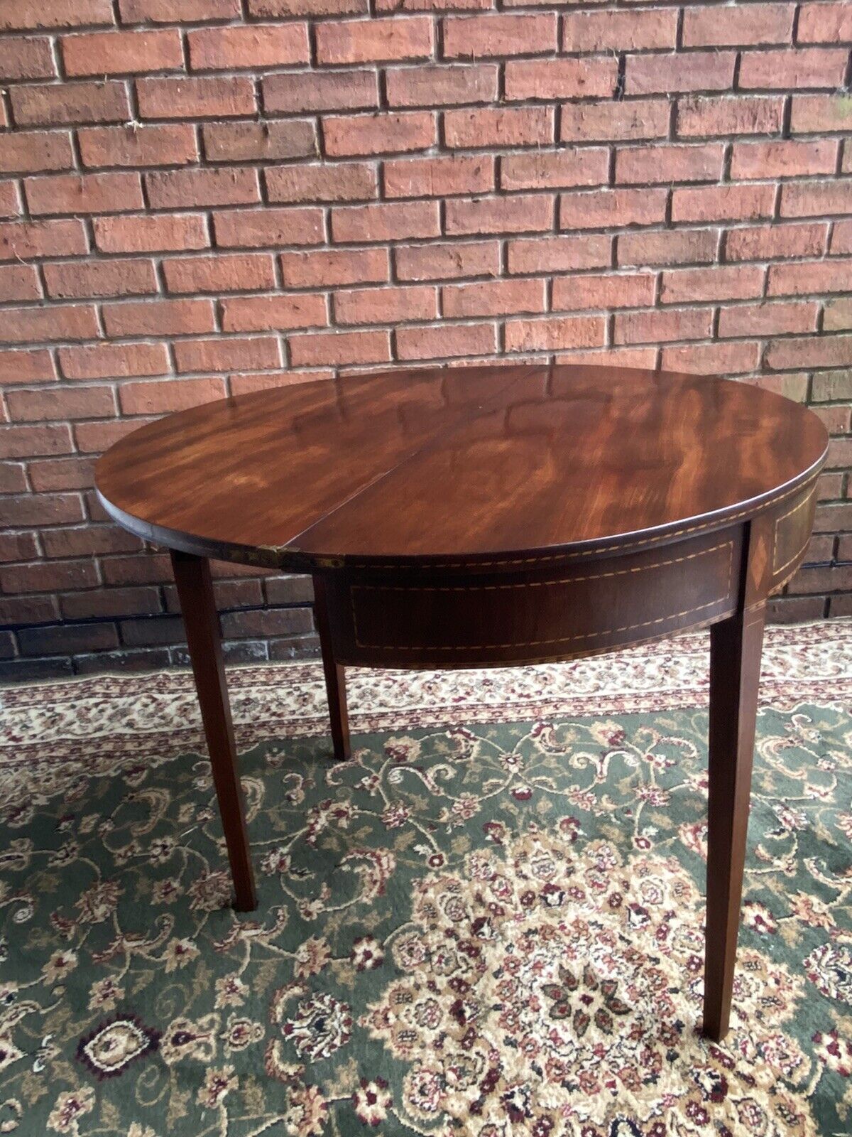 Furniture Period Antique George III Demi Lune Turnover Tea Table In Rich Plum Mahogany photo