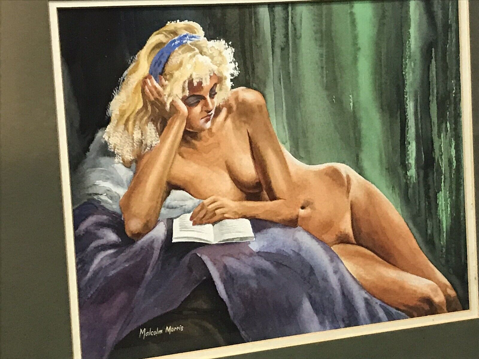 Original Reclining Nude Lady Watercolour By Contemporary Artist Malcolm Morris photo 550.0