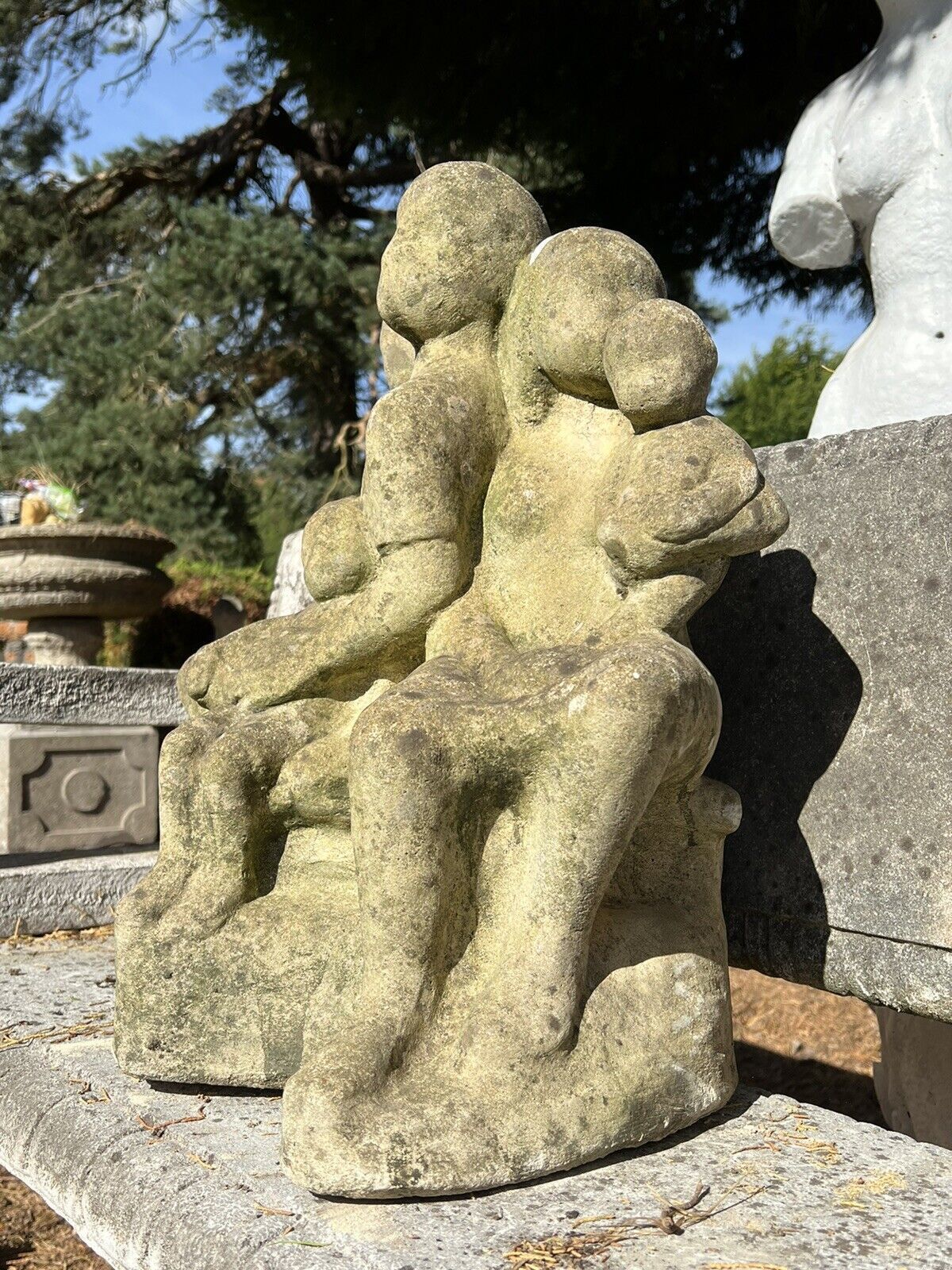 Modernistic Henri Moore Style 'Family Heirloom Portrait ' Garden Statue photo vintage