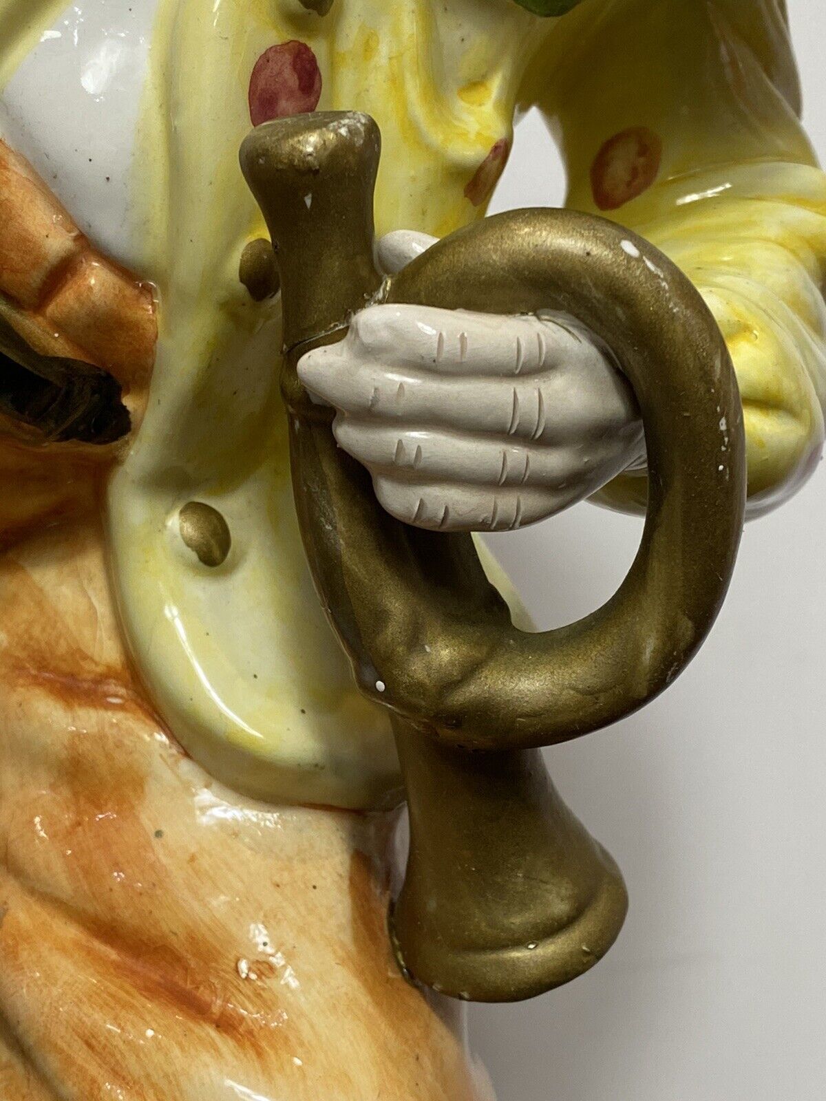 375.0 Magnificent Large Capodimonte Bright Glazed Clown Figurine With Dog Companion photo